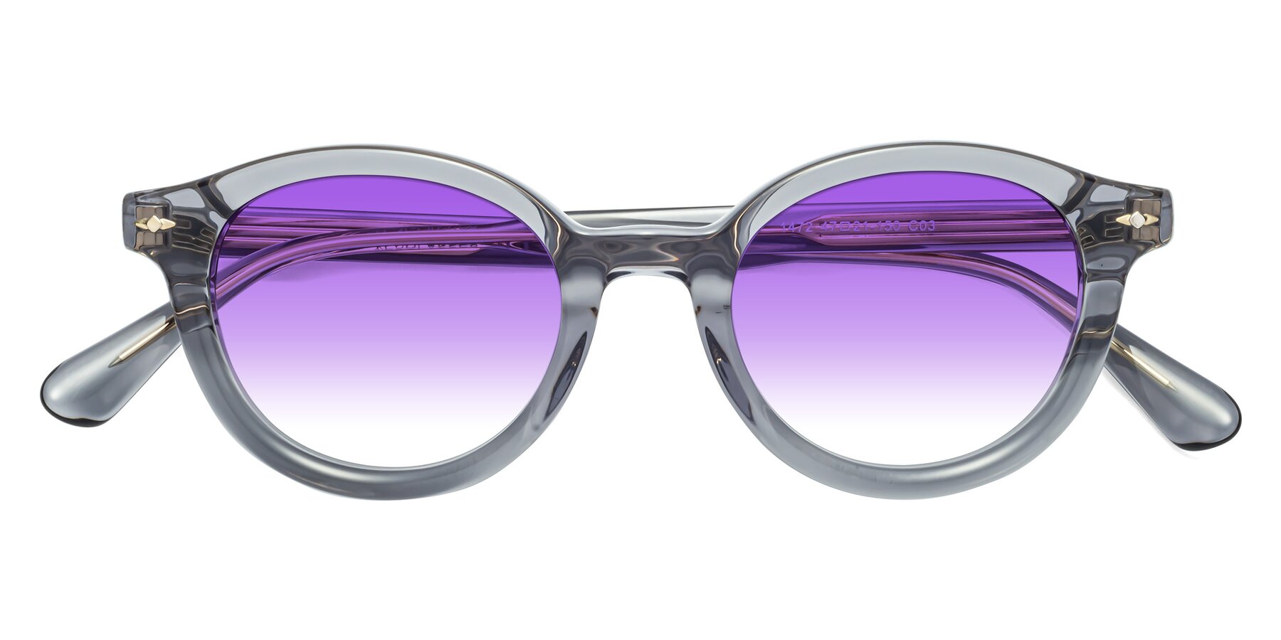 Folded Front of 1472 in Transparent Gray with Purple Gradient Lenses
