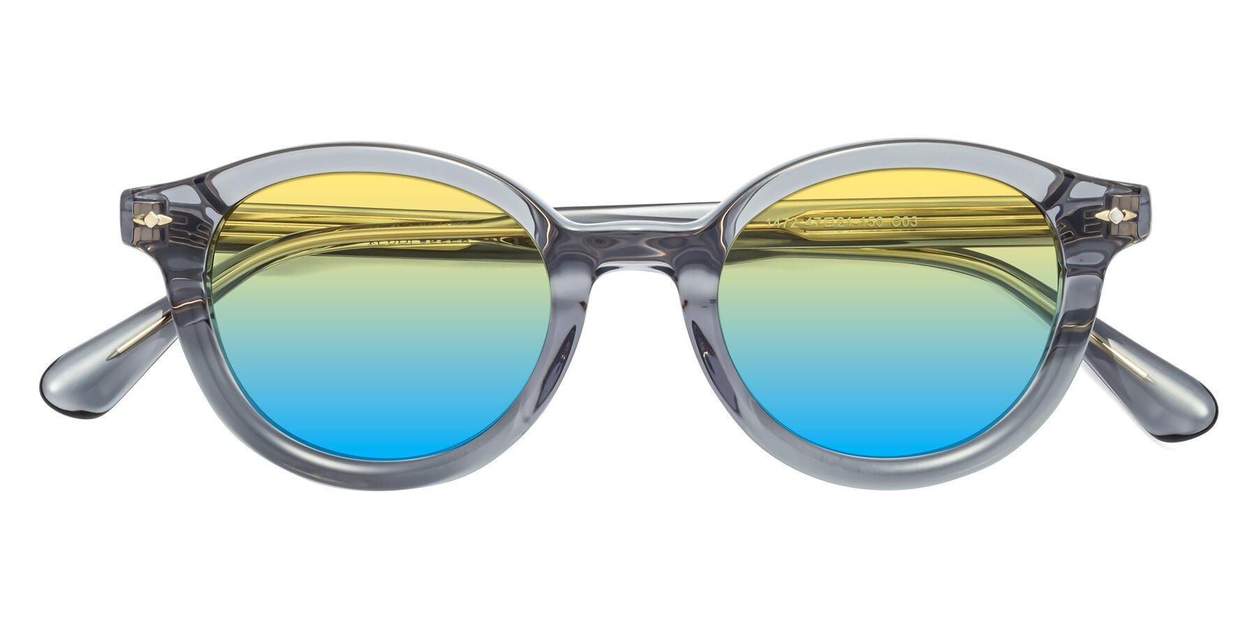 Folded Front of 1472 in Transparent Gray with Yellow / Blue Gradient Lenses