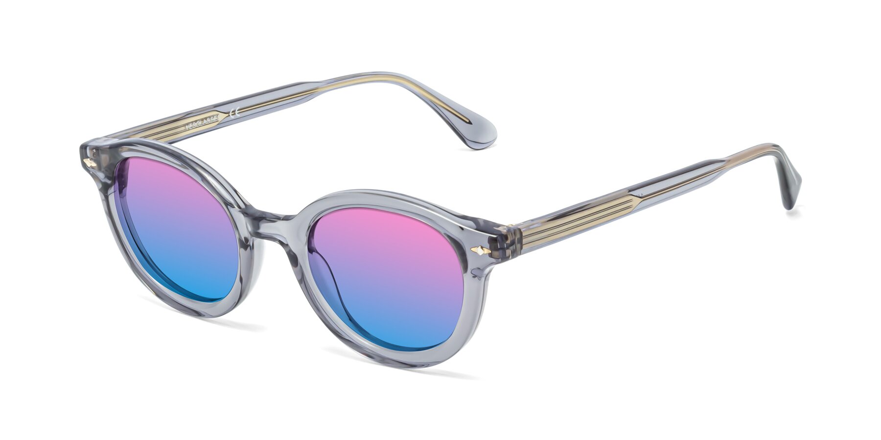 Angle of 1472 in Transparent Gray with Pink / Blue Gradient Lenses
