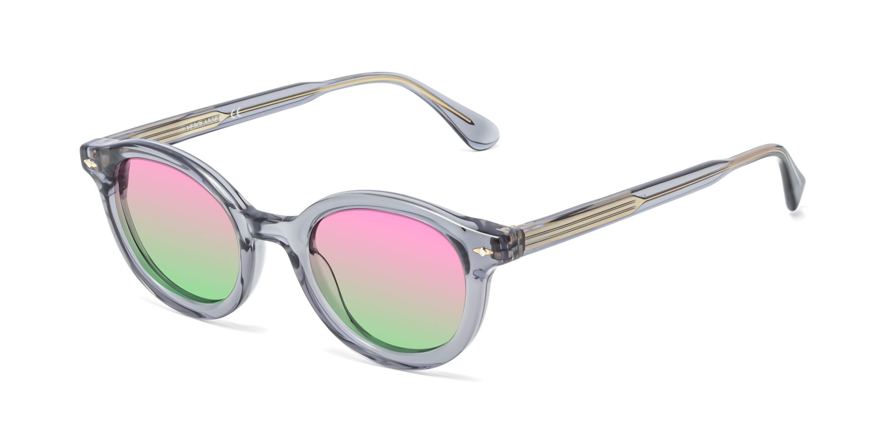 Angle of 1472 in Transparent Gray with Pink / Green Gradient Lenses