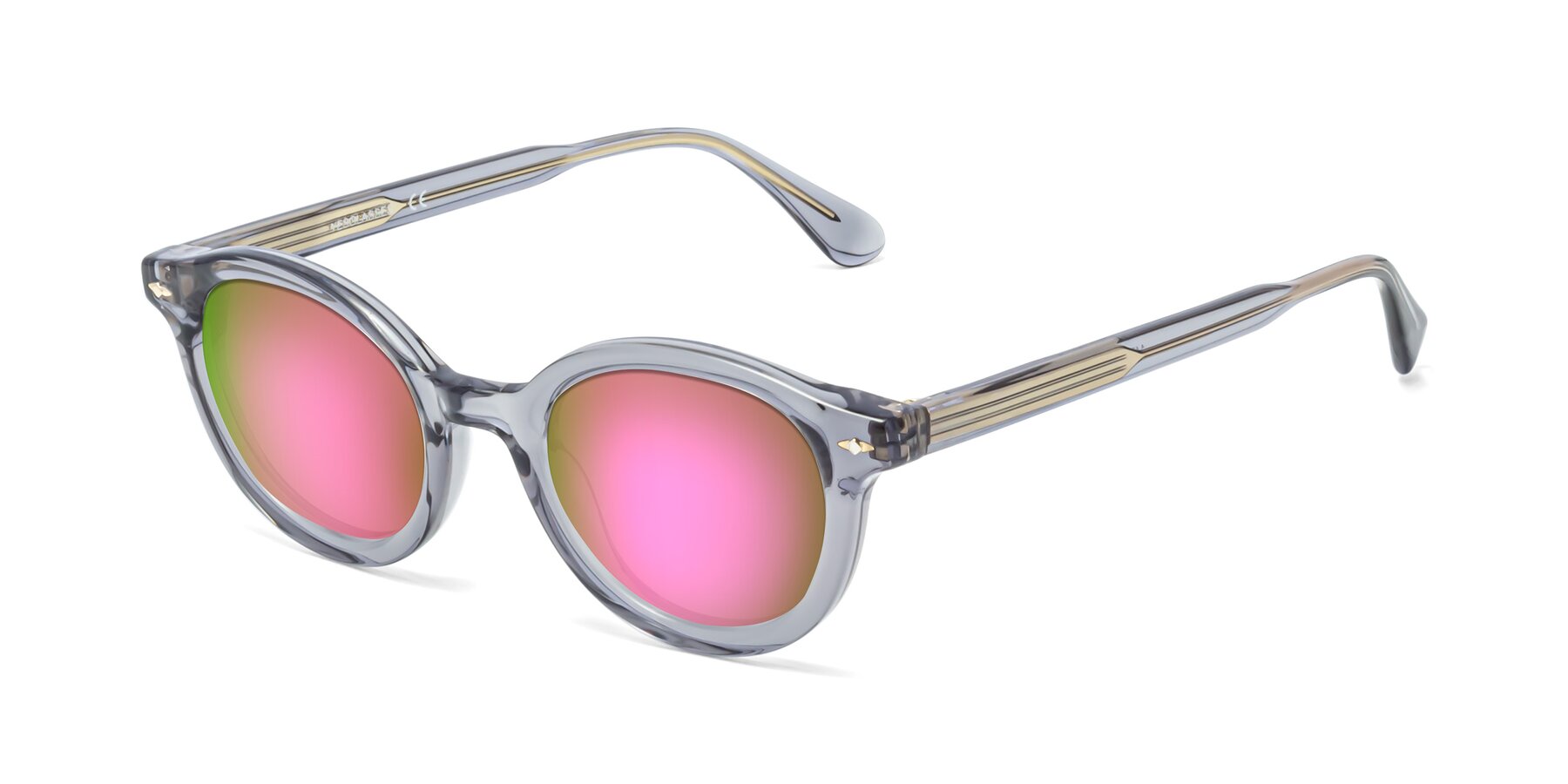 Angle of 1472 in Transparent Gray with Pink Mirrored Lenses