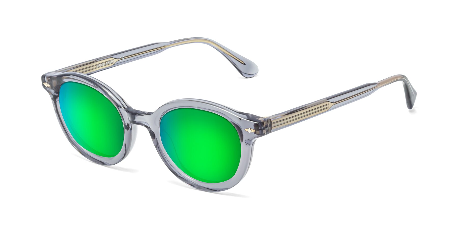 Angle of 1472 in Transparent Gray with Green Mirrored Lenses