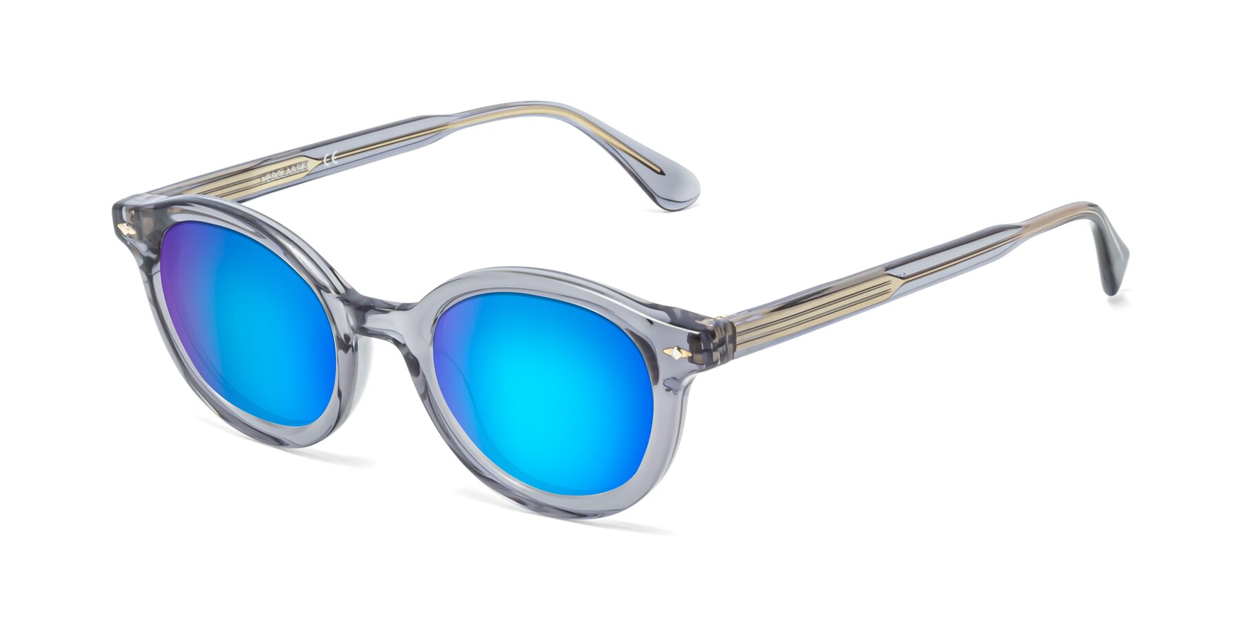 Angle of 1472 in Transparent Gray with Blue Mirrored Lenses