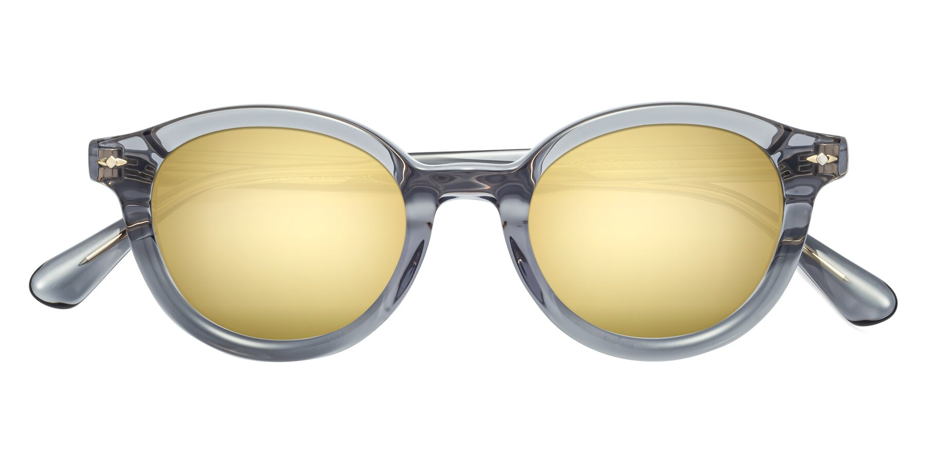 Folded Front of 1472 in Transparent Gray with Gold Mirrored Lenses