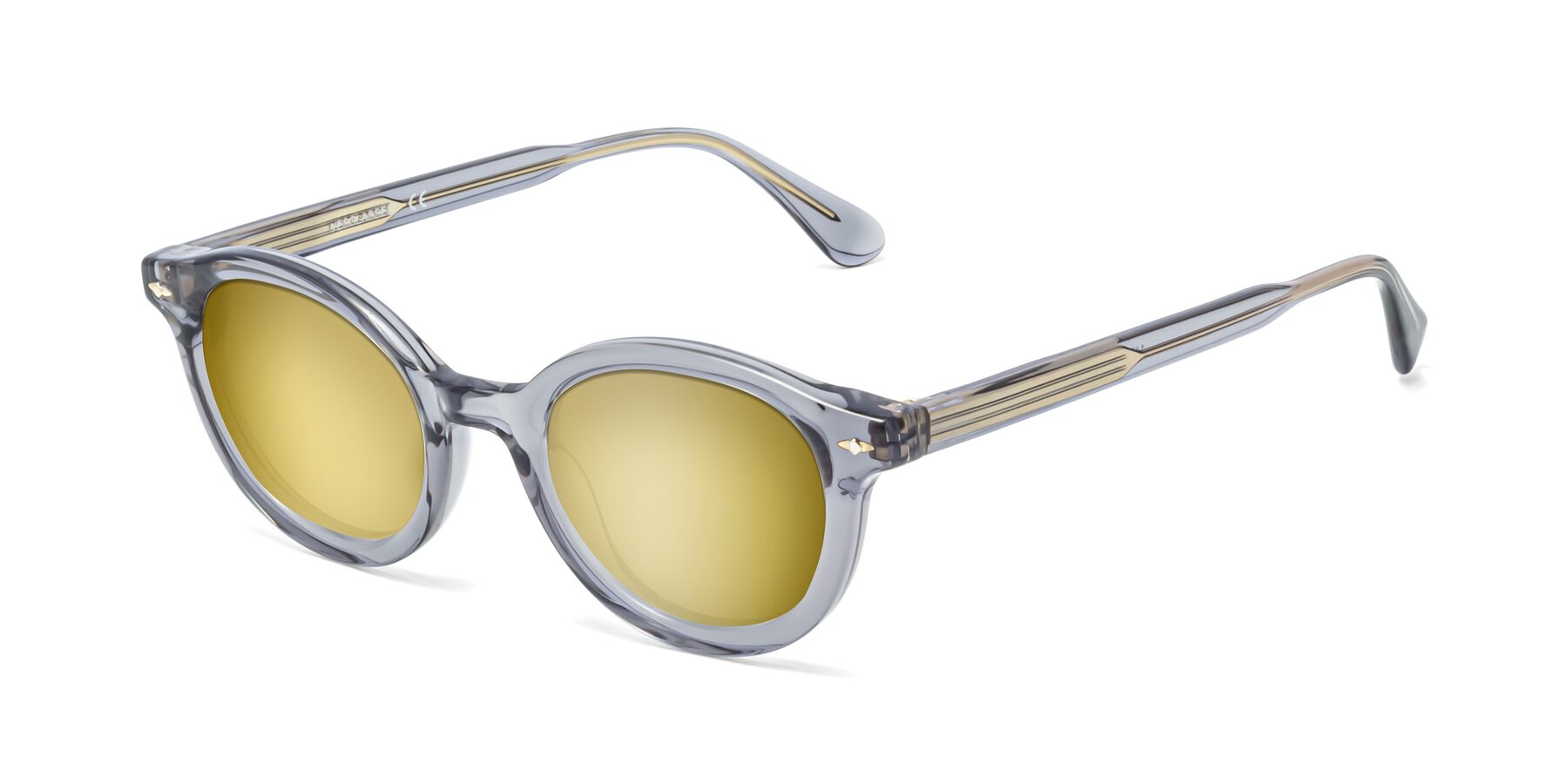 Angle of 1472 in Transparent Gray with Gold Mirrored Lenses