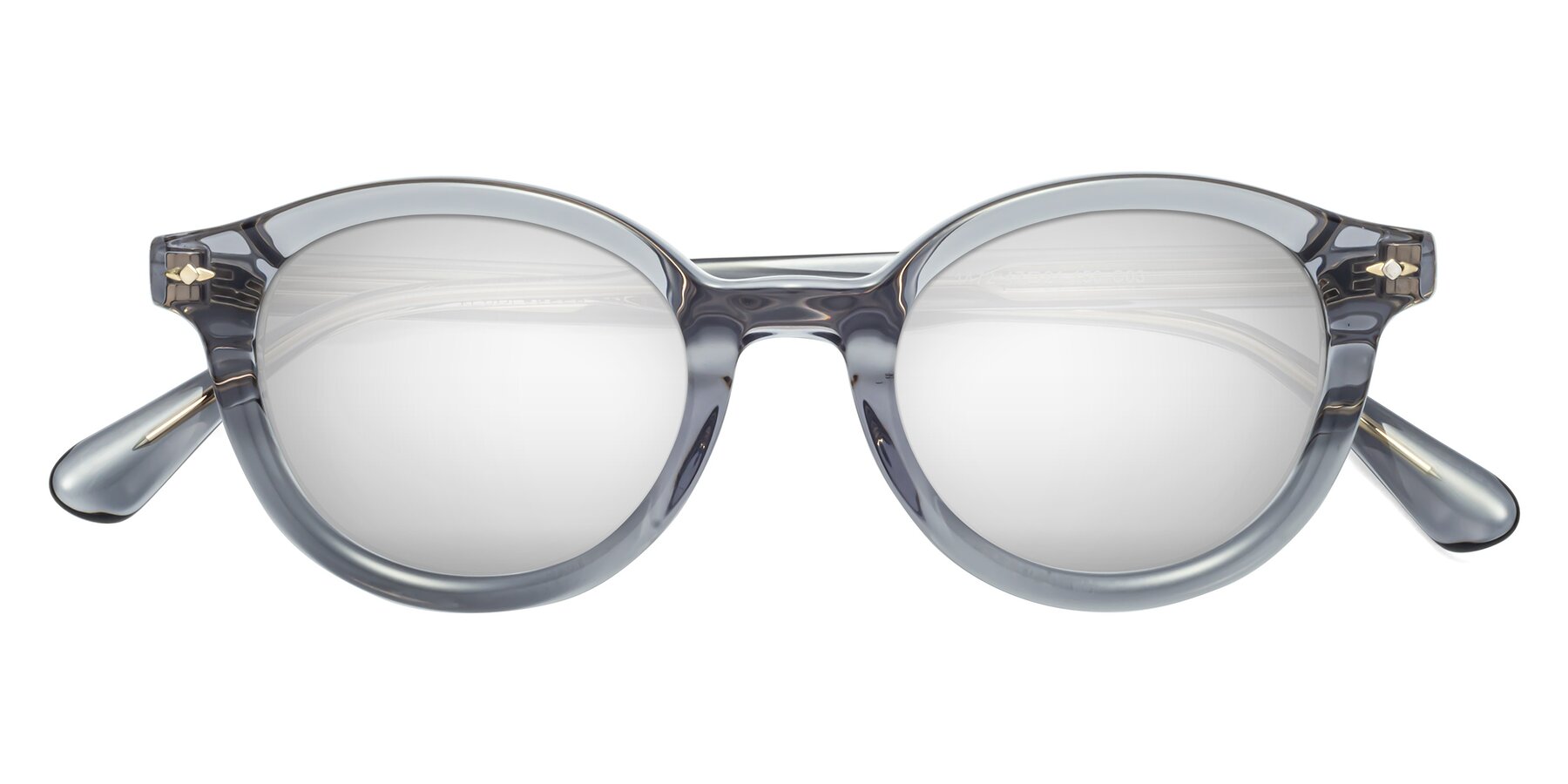 Folded Front of 1472 in Transparent Gray with Silver Mirrored Lenses
