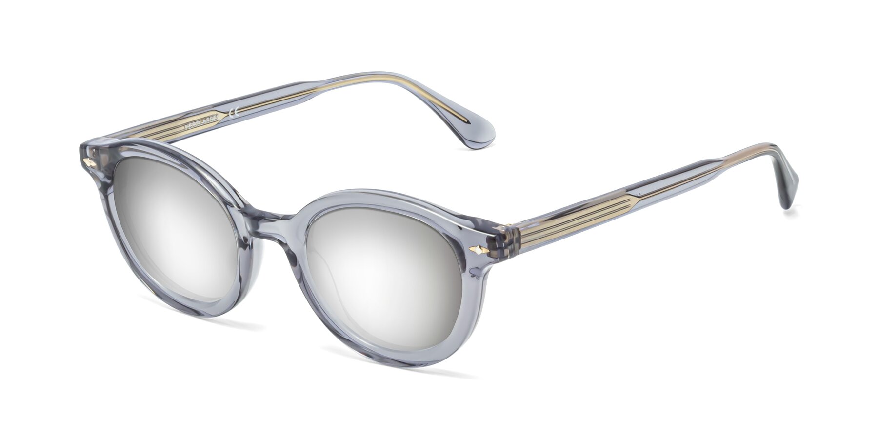 Angle of 1472 in Transparent Gray with Silver Mirrored Lenses