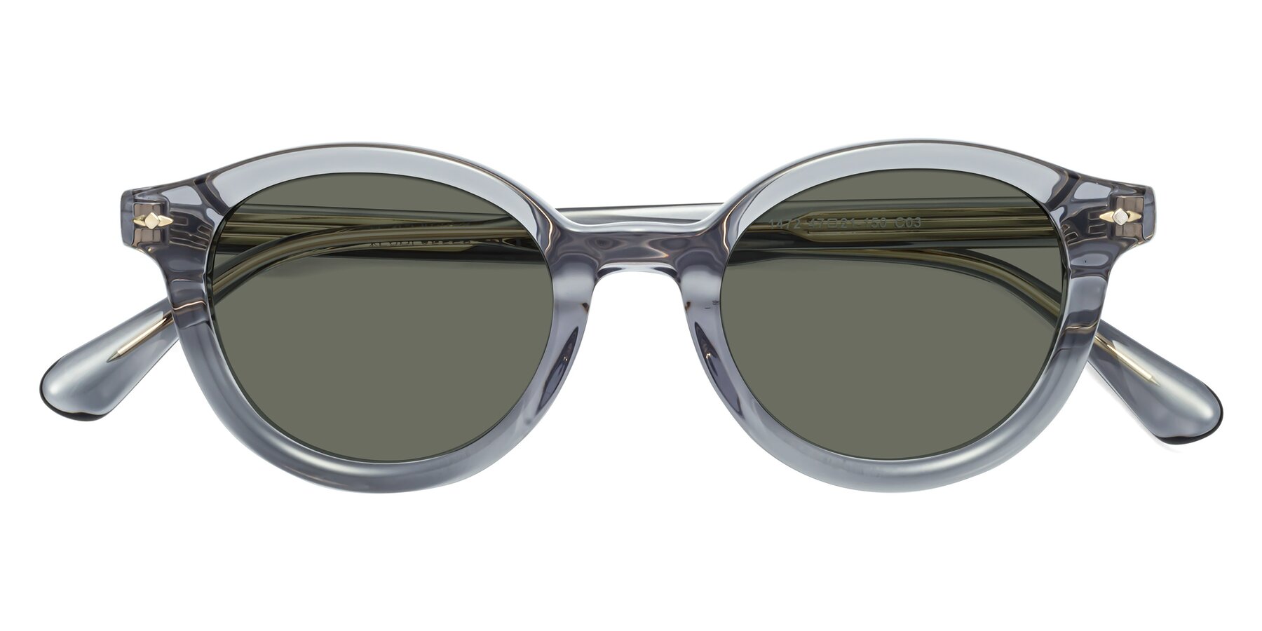 Folded Front of 1472 in Transparent Gray with Gray Polarized Lenses