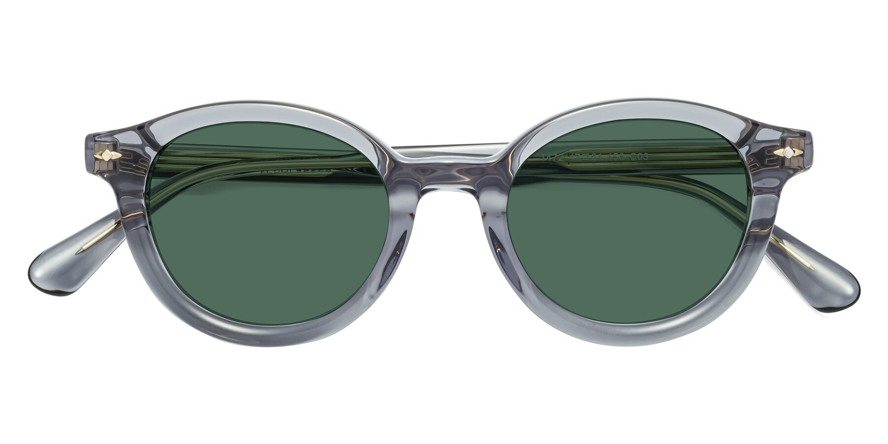 Folded Front of 1472 in Transparent Gray with Green Polarized Lenses