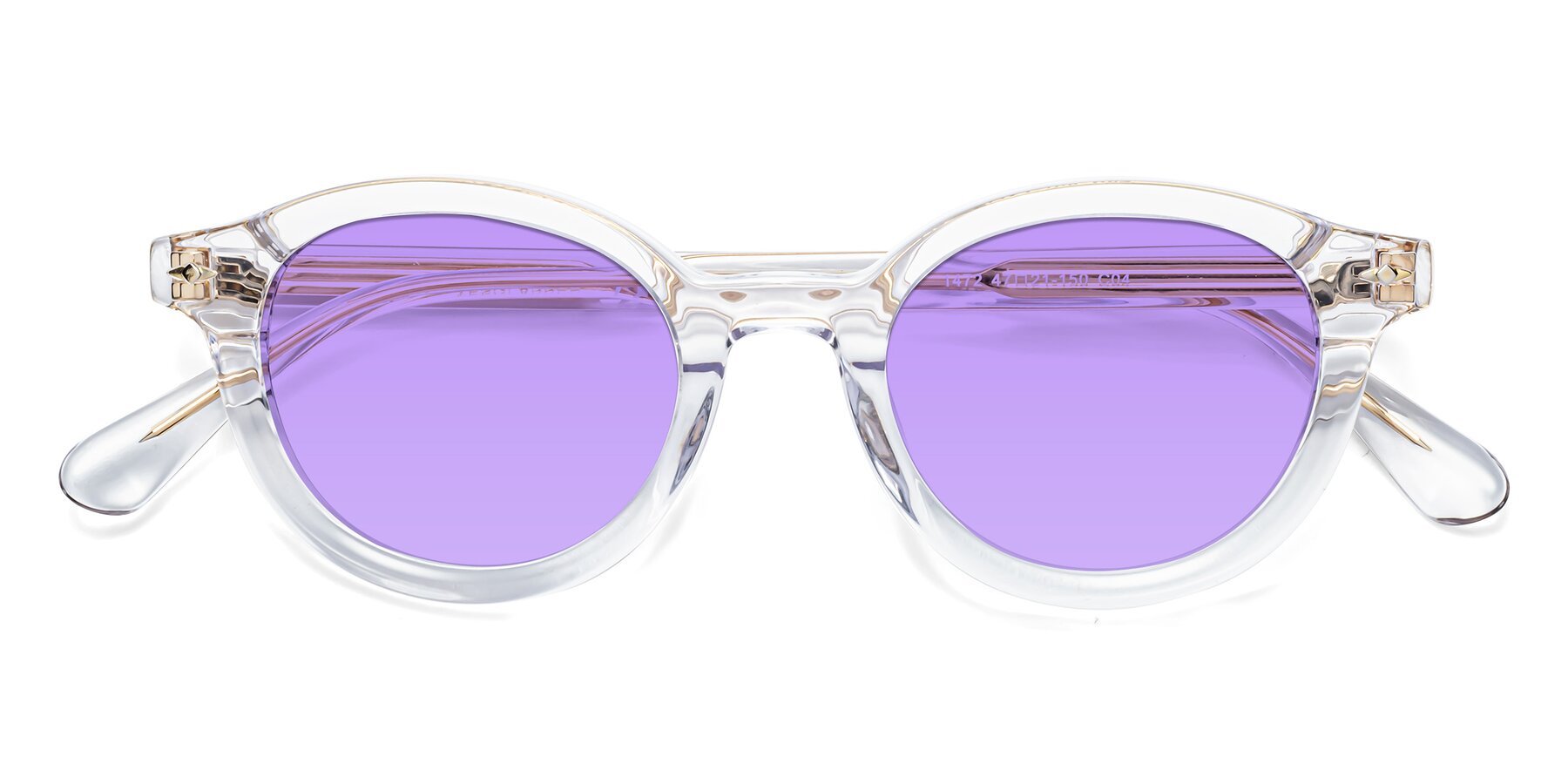 Folded Front of 1472 in Clear with Medium Purple Tinted Lenses