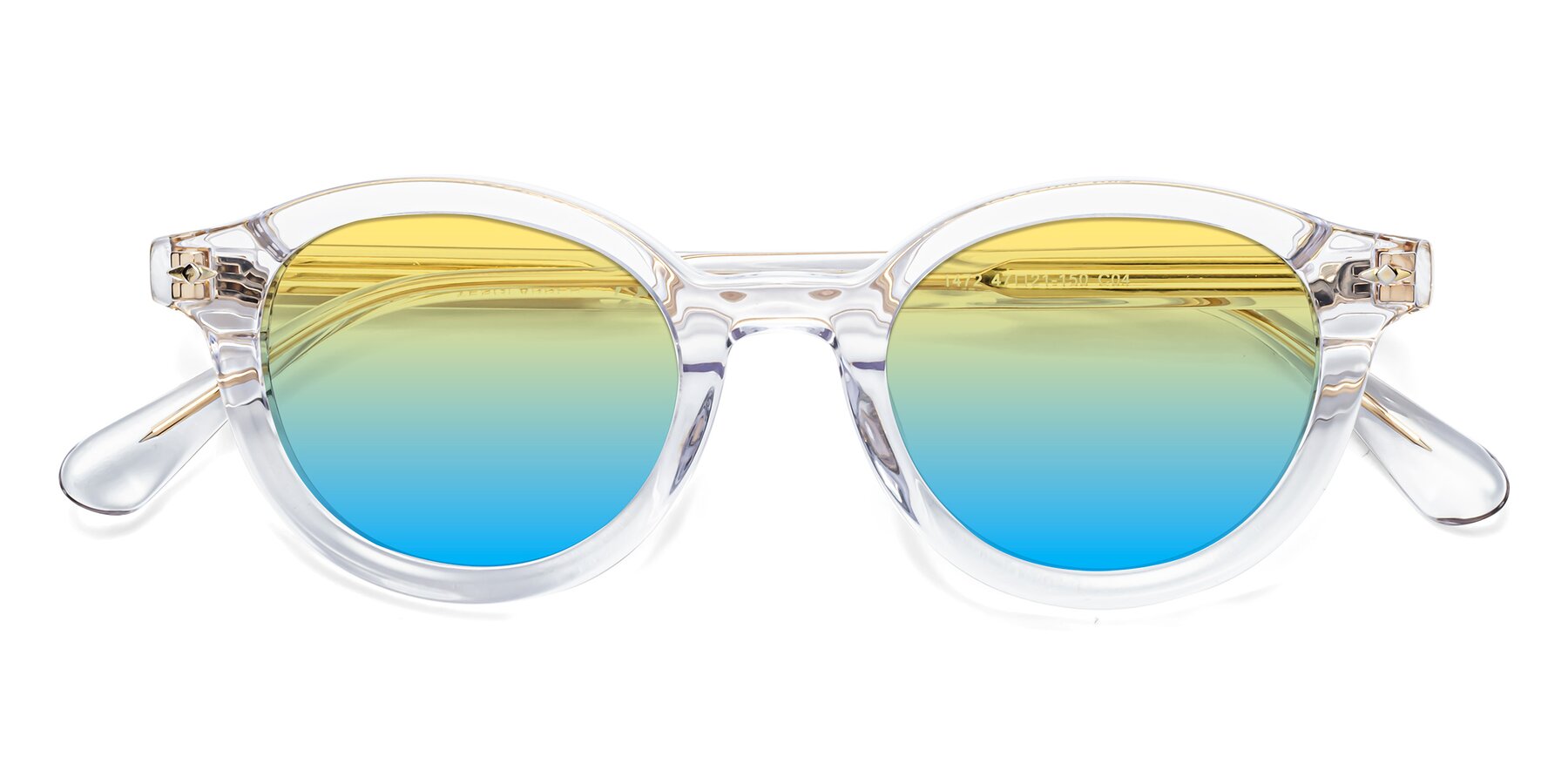 Folded Front of 1472 in Clear with Yellow / Blue Gradient Lenses