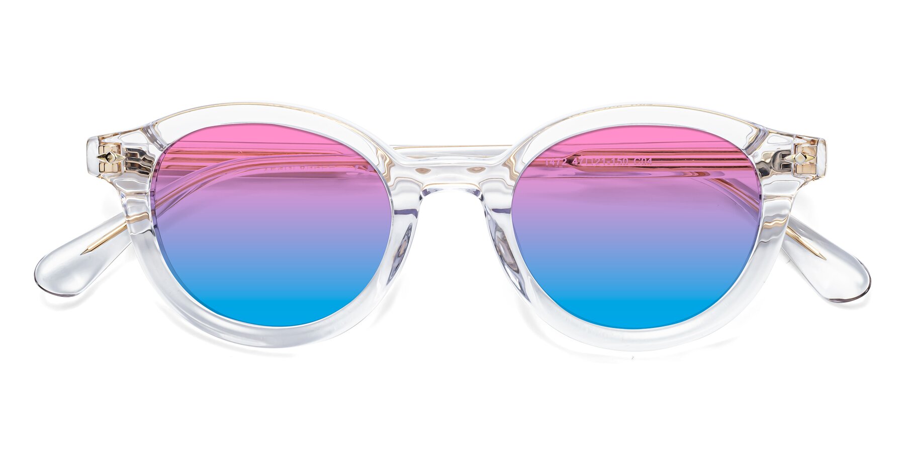 Folded Front of 1472 in Clear with Pink / Blue Gradient Lenses