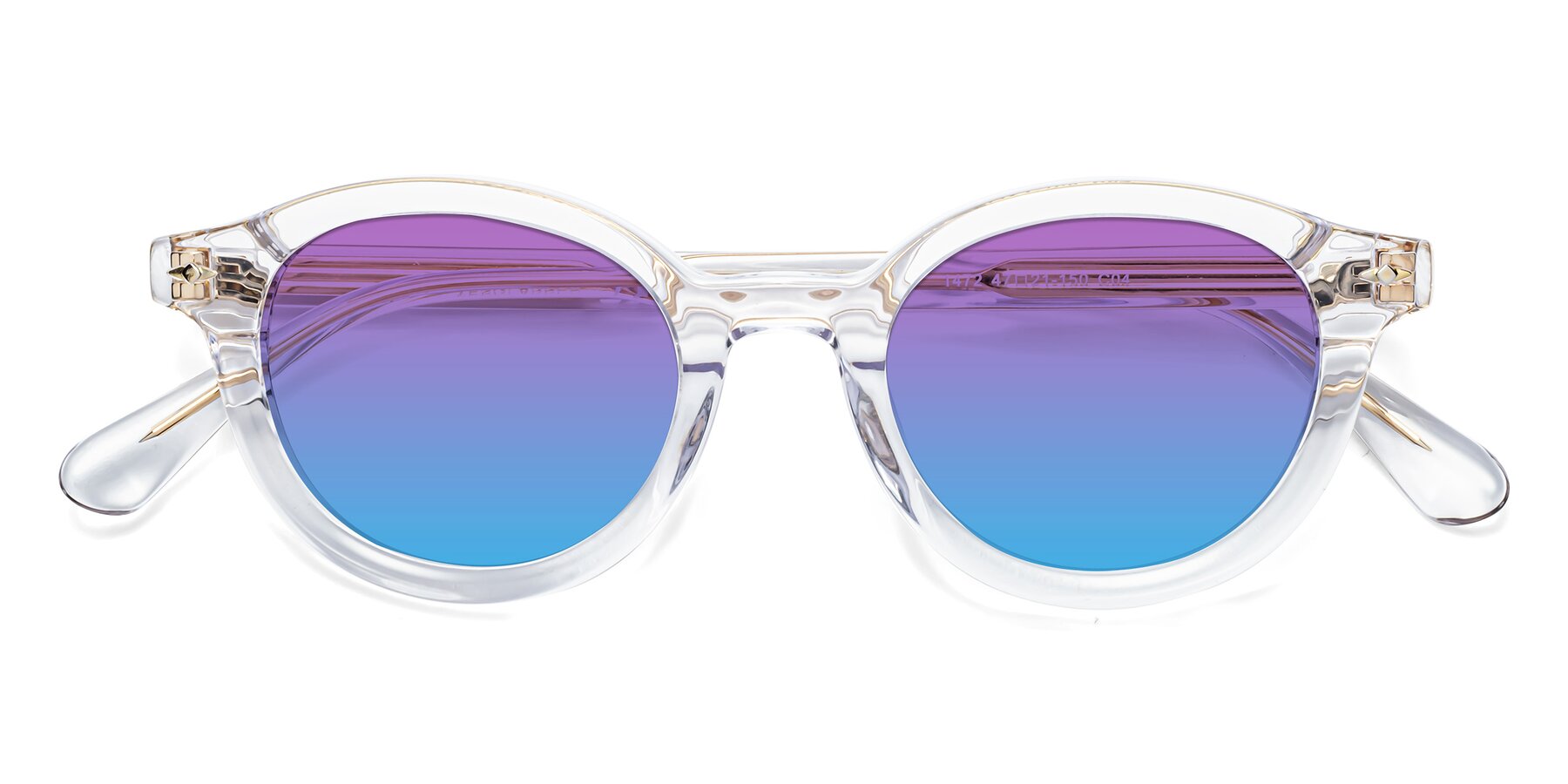 Folded Front of 1472 in Clear with Purple / Blue Gradient Lenses