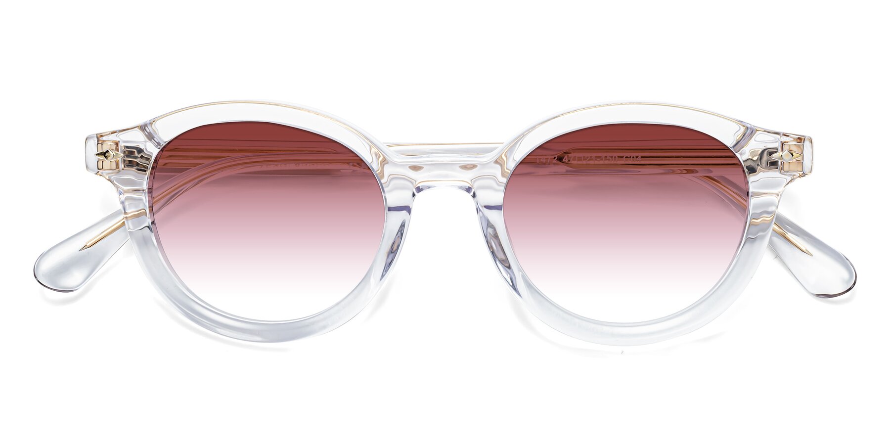 Folded Front of 1472 in Clear with Garnet Gradient Lenses