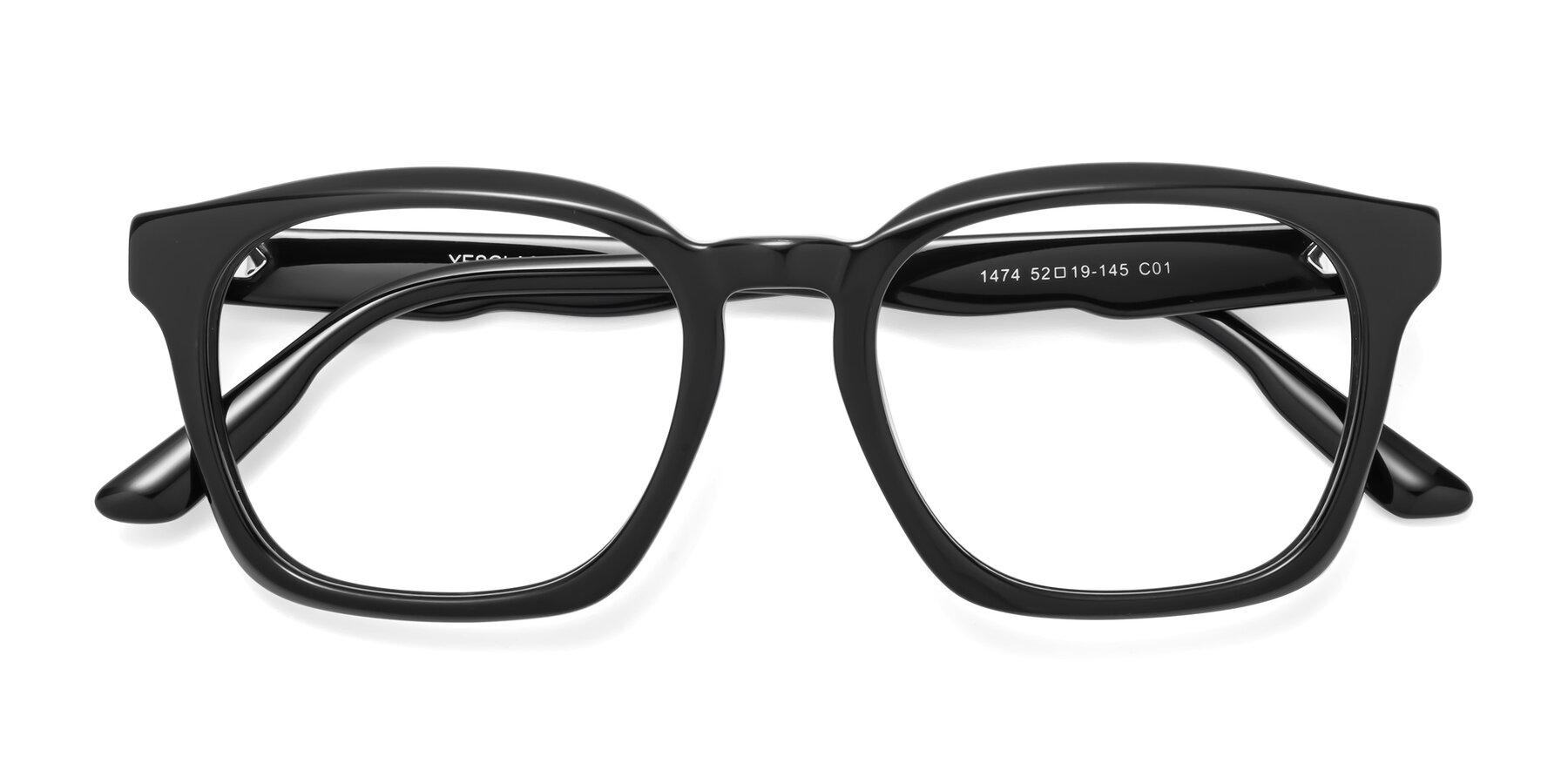 Folded Front of 1474 in Black with Clear Blue Light Blocking Lenses