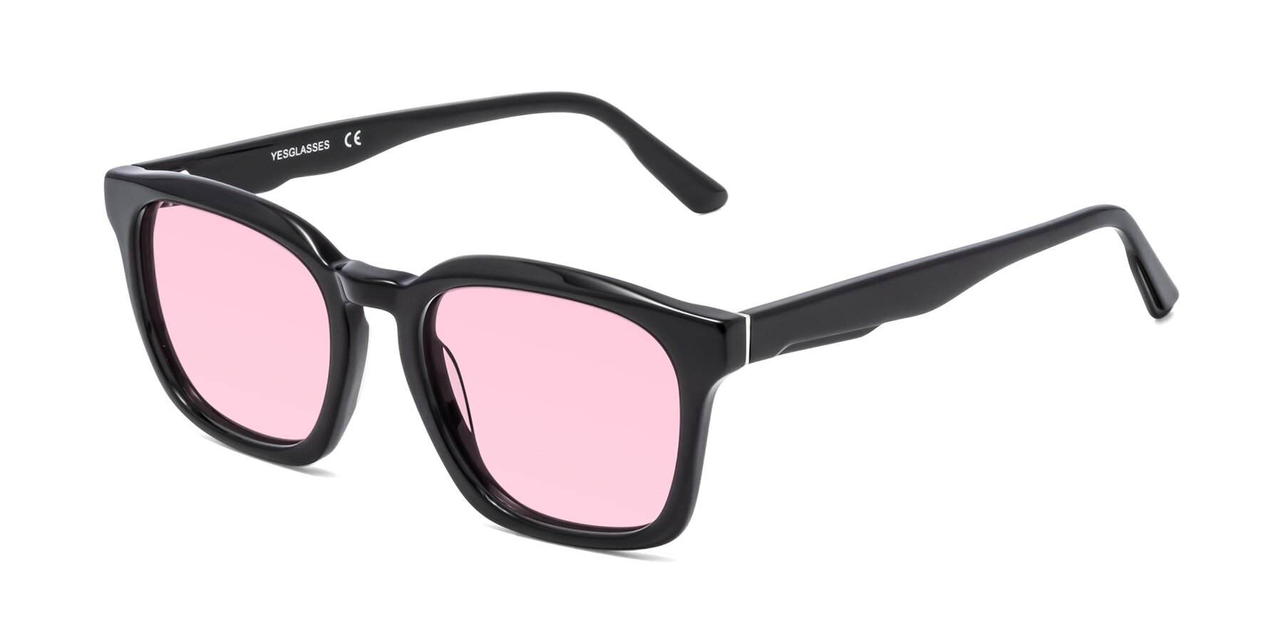 Angle of 1474 in Black with Light Pink Tinted Lenses