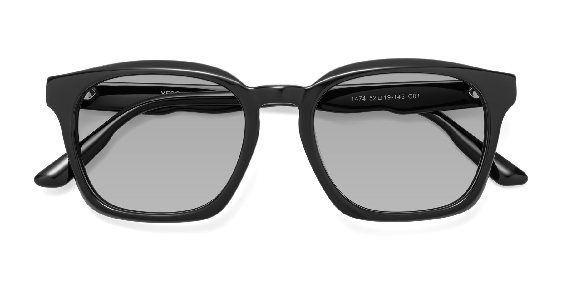 Folded Front of 1474 in Black with Light Gray Tinted Lenses
