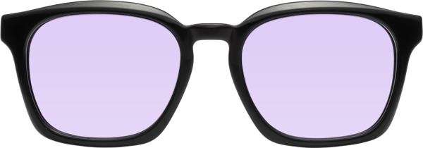 Black Hipster Thick Trapezoid Tinted Sunglasses with Light Purple