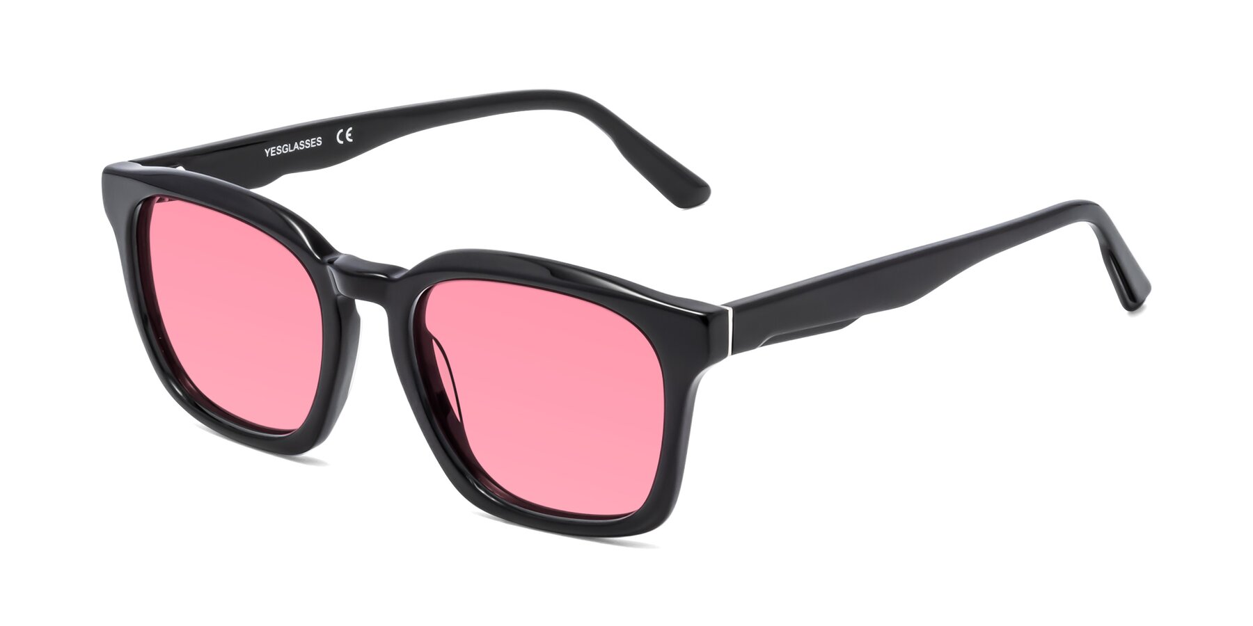 Angle of 1474 in Black with Pink Tinted Lenses
