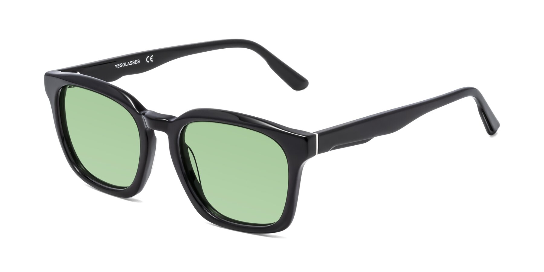 Angle of 1474 in Black with Medium Green Tinted Lenses