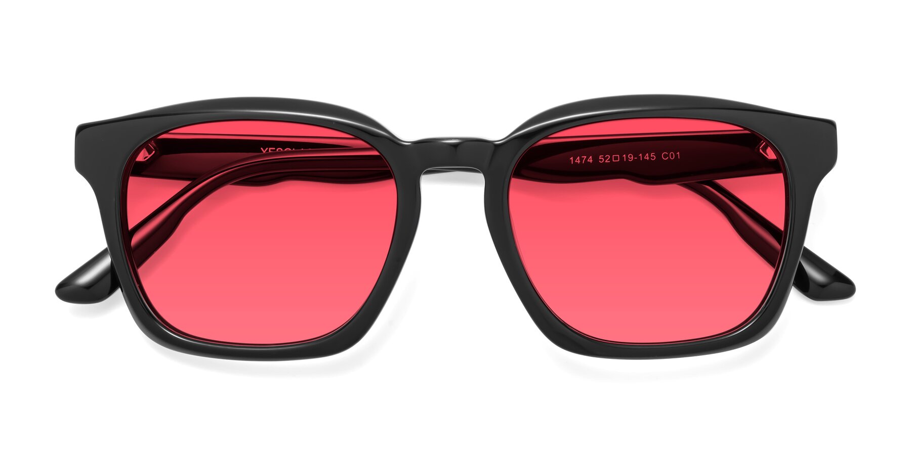 Folded Front of 1474 in Black with Red Tinted Lenses