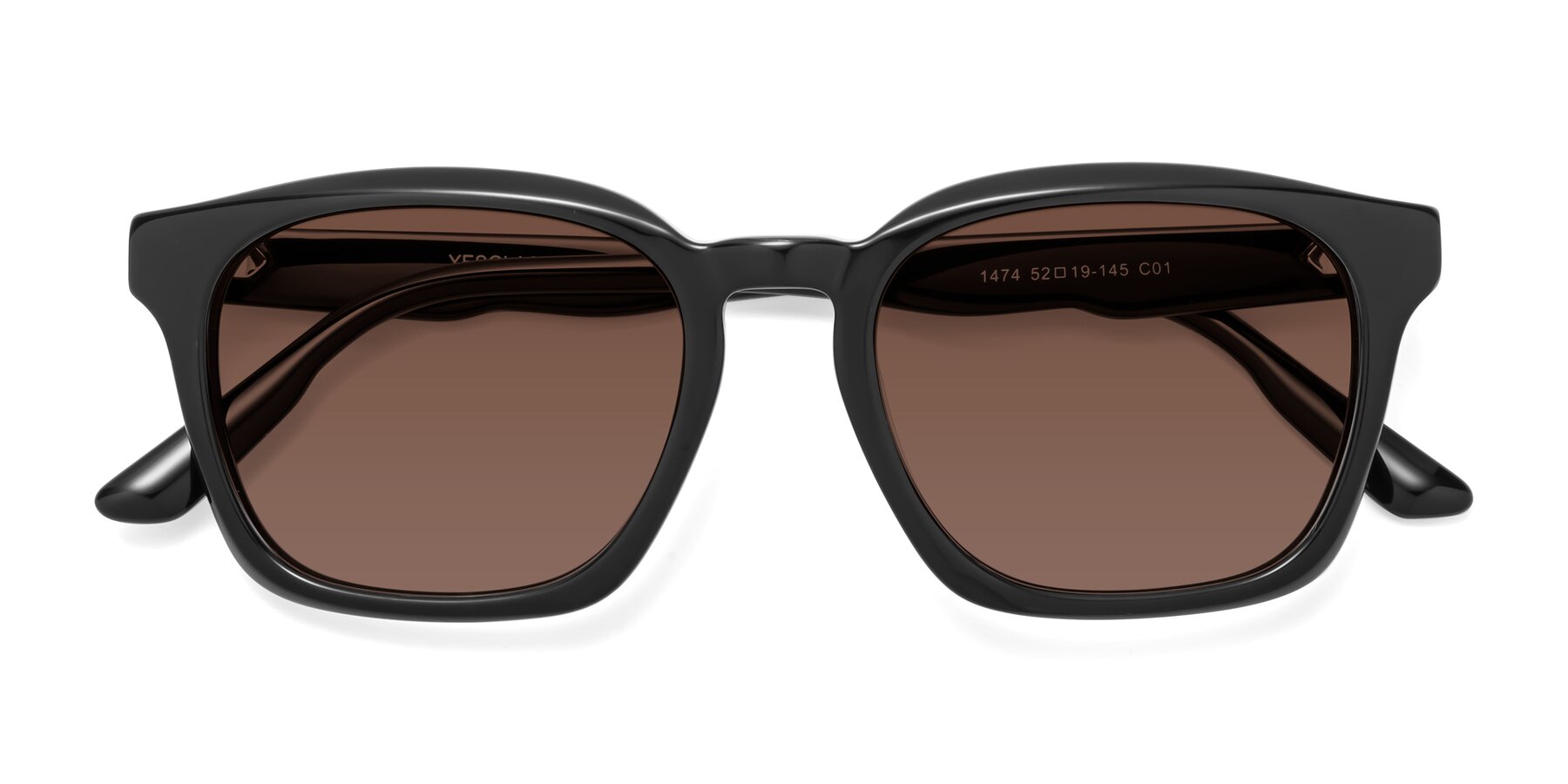 Folded Front of 1474 in Black with Brown Tinted Lenses