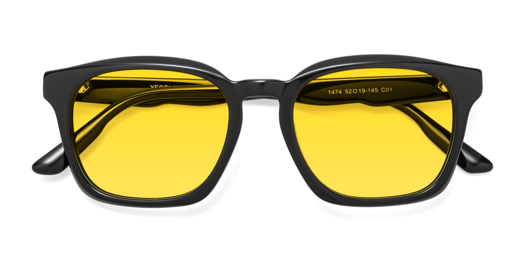 Folded Front of 1474 in Black with Yellow Tinted Lenses