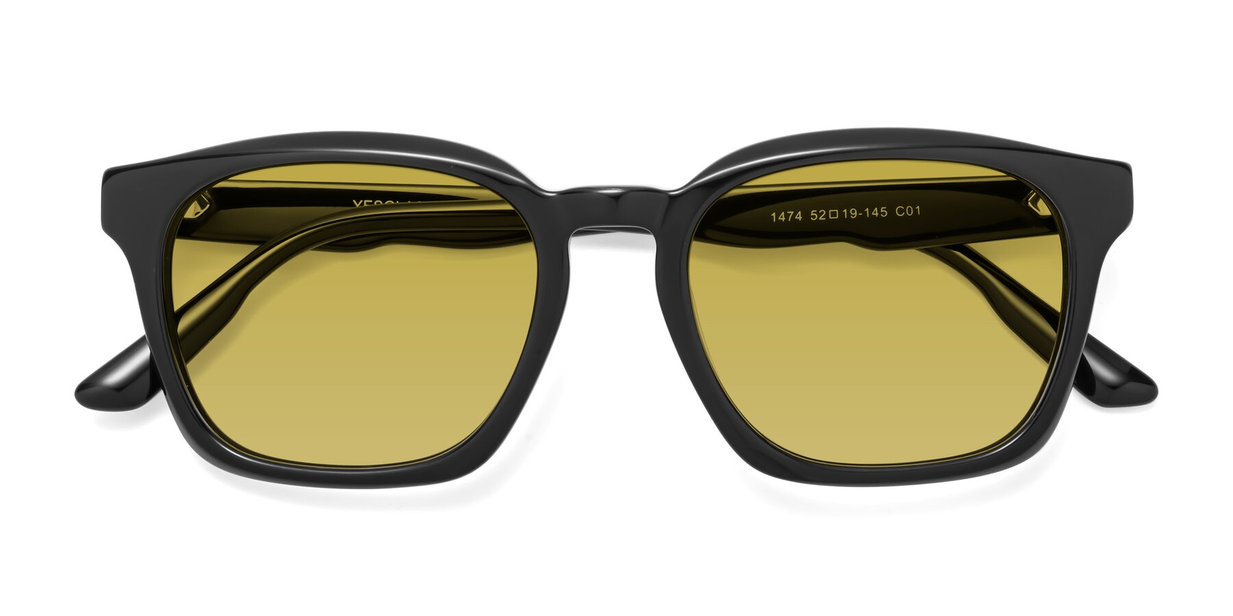 Folded Front of 1474 in Black with Champagne Tinted Lenses