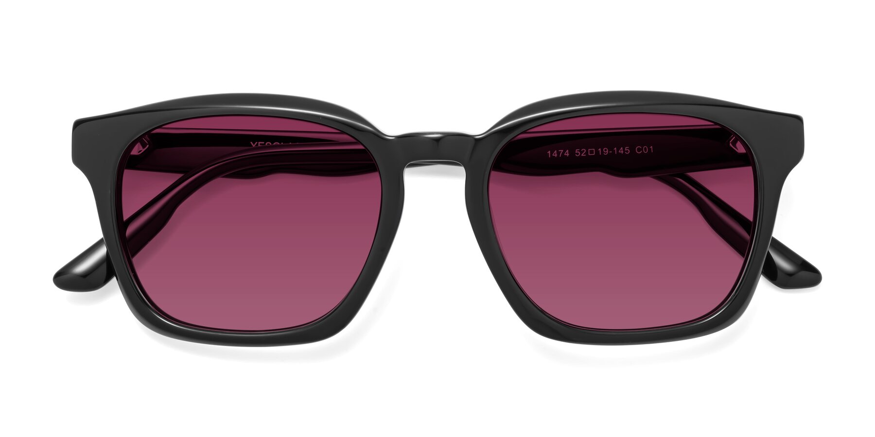 Folded Front of 1474 in Black with Wine Tinted Lenses