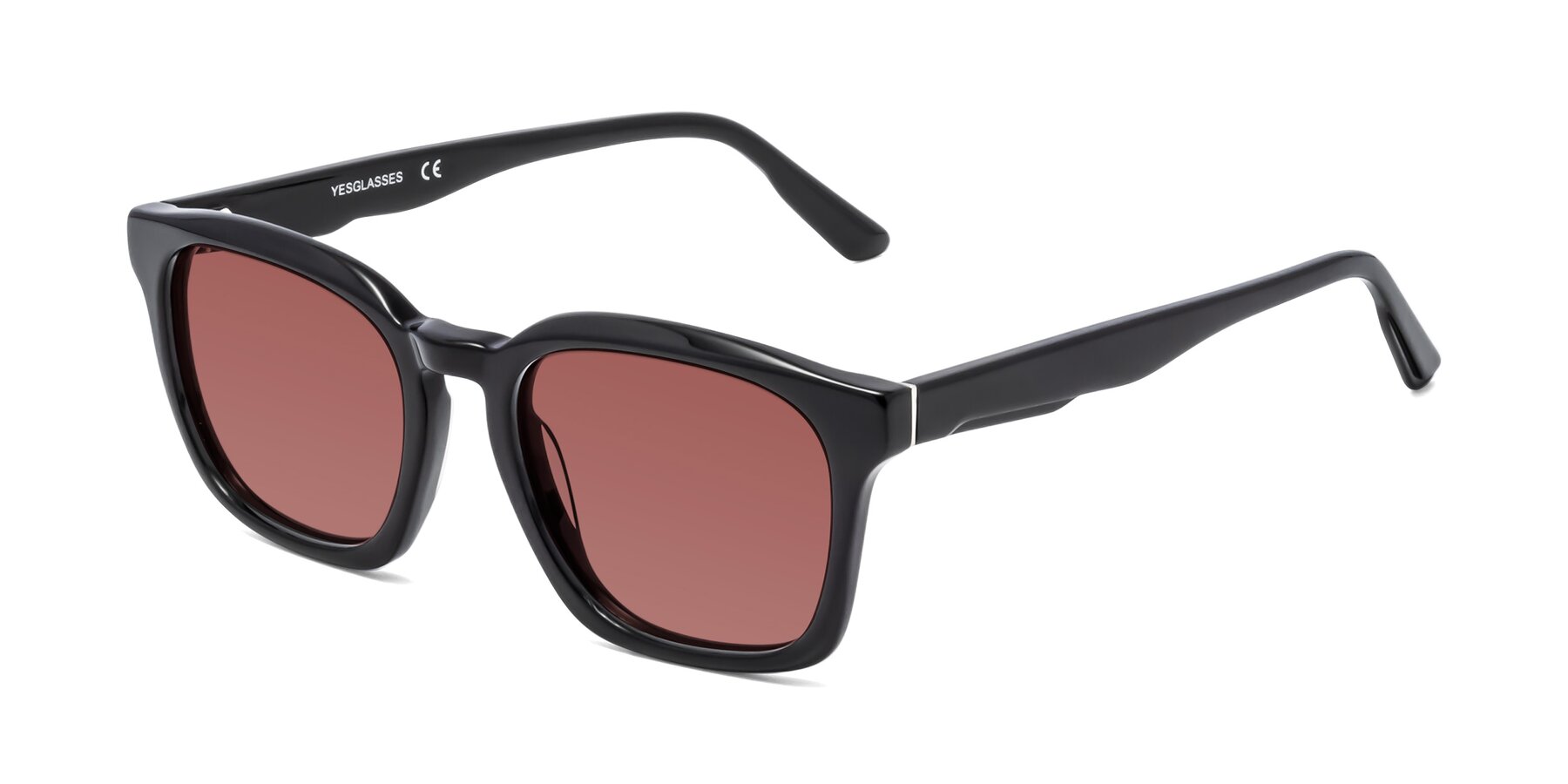 Angle of 1474 in Black with Garnet Tinted Lenses