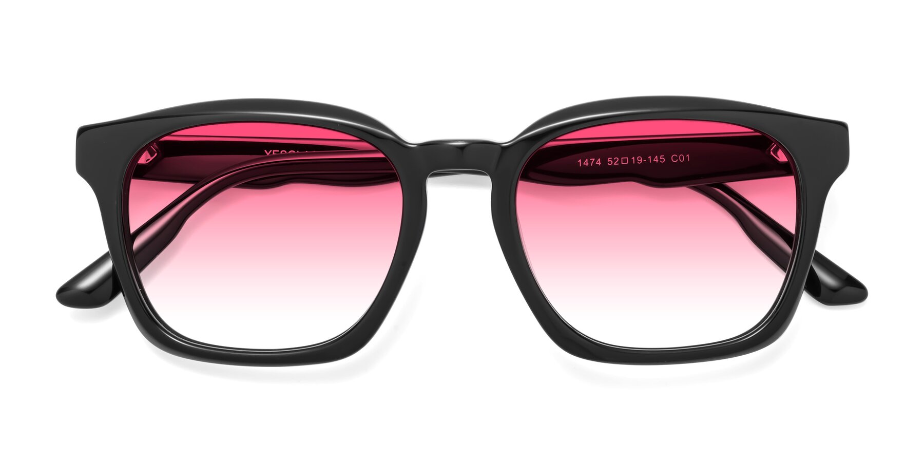 Folded Front of 1474 in Black with Pink Gradient Lenses