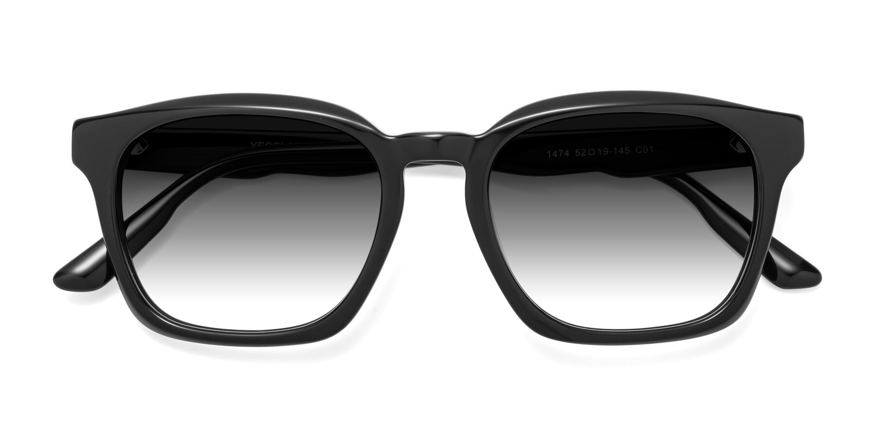 Folded Front of 1474 in Black with Gray Gradient Lenses