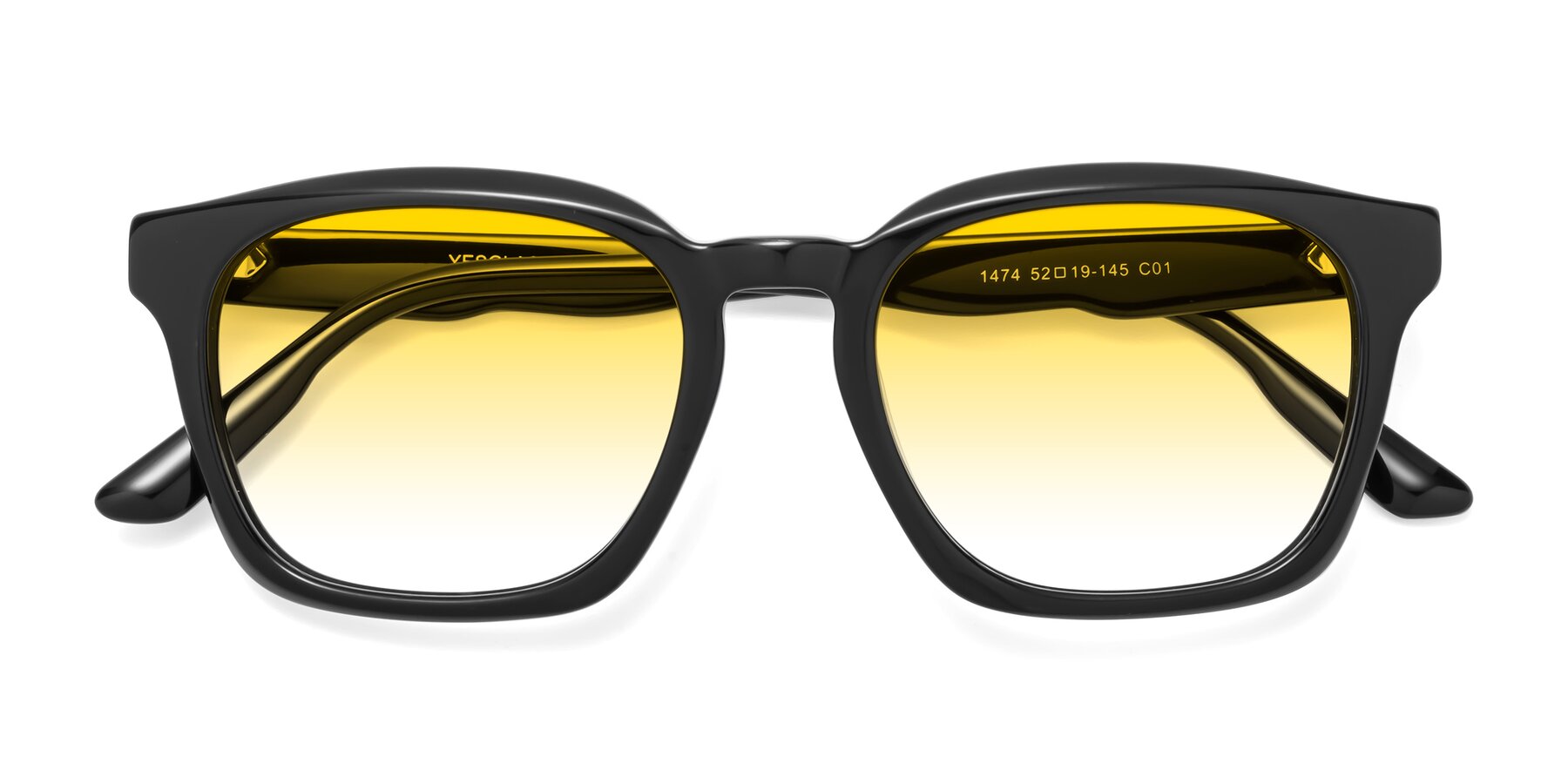 Folded Front of 1474 in Black with Yellow Gradient Lenses