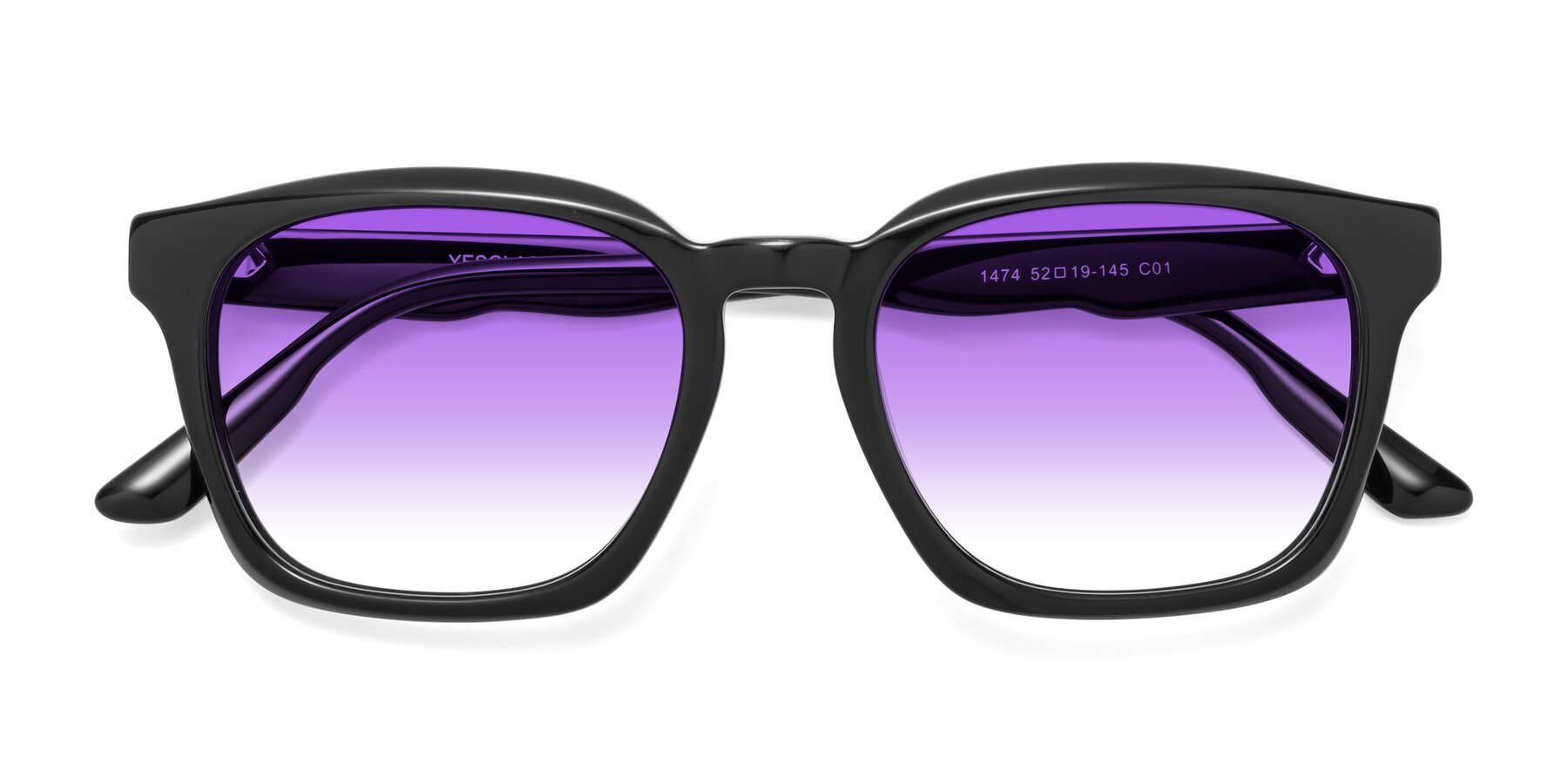 Folded Front of 1474 in Black with Purple Gradient Lenses