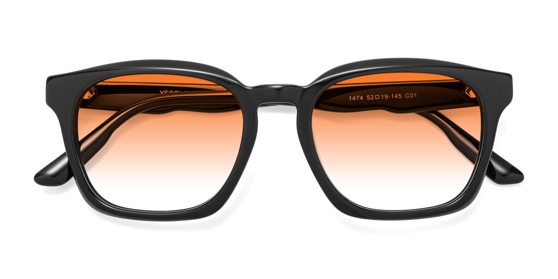 Folded Front of 1474 in Black with Orange Gradient Lenses