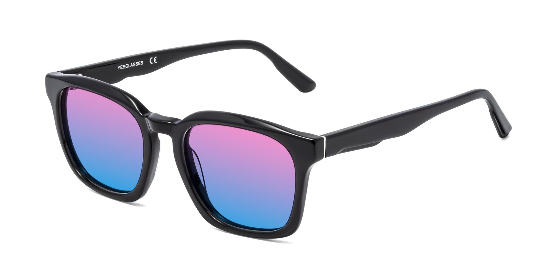 Angle of 1474 in Black with Pink / Blue Gradient Lenses