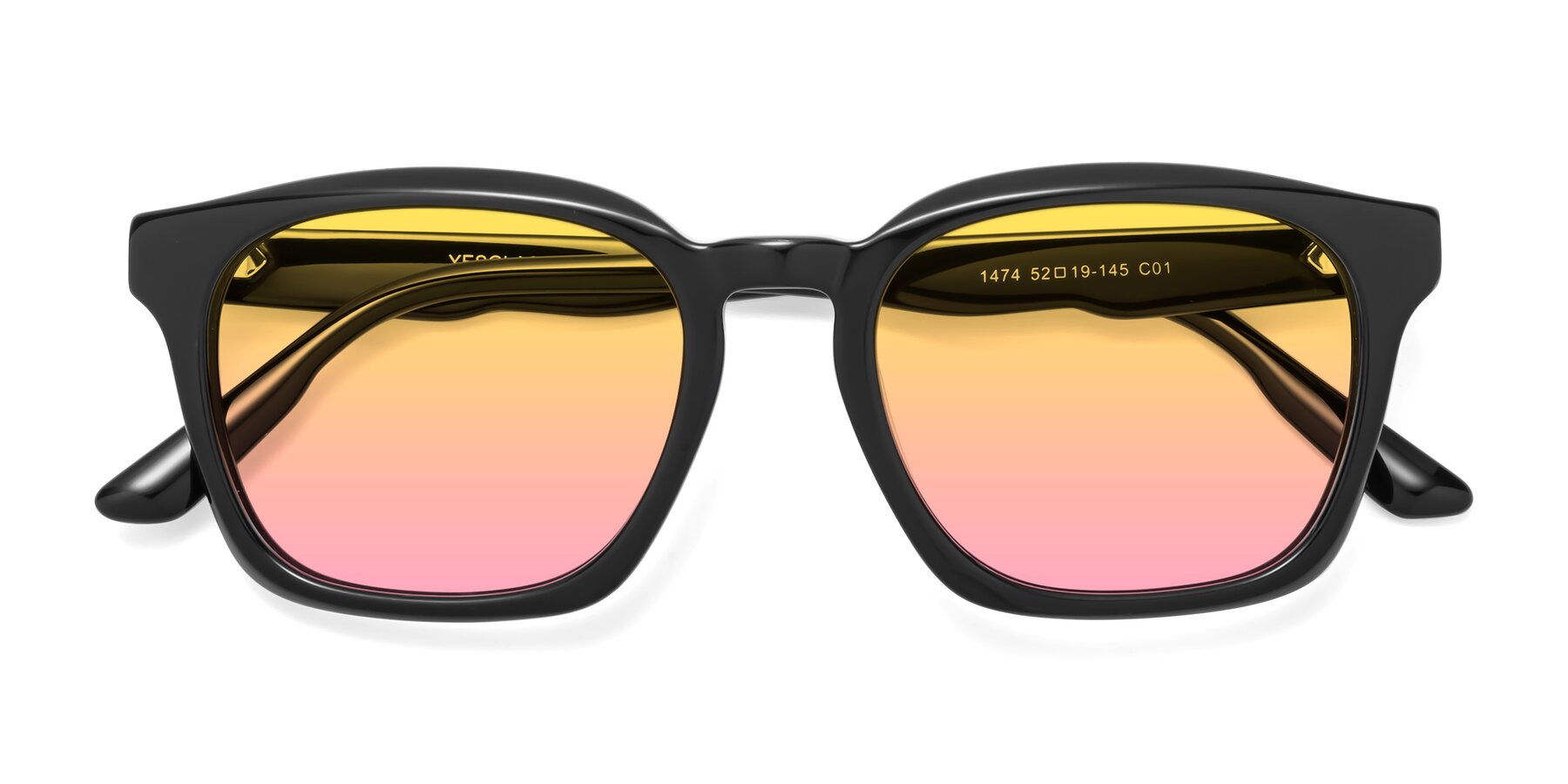 Folded Front of 1474 in Black with Yellow / Pink Gradient Lenses