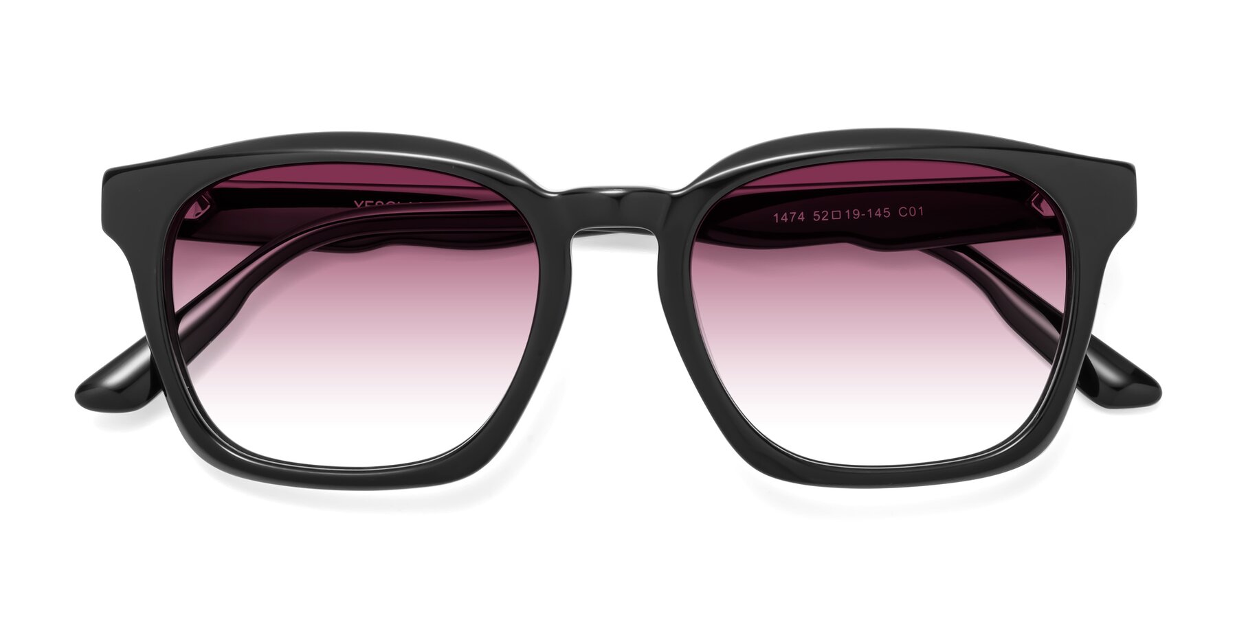 Folded Front of 1474 in Black with Wine Gradient Lenses