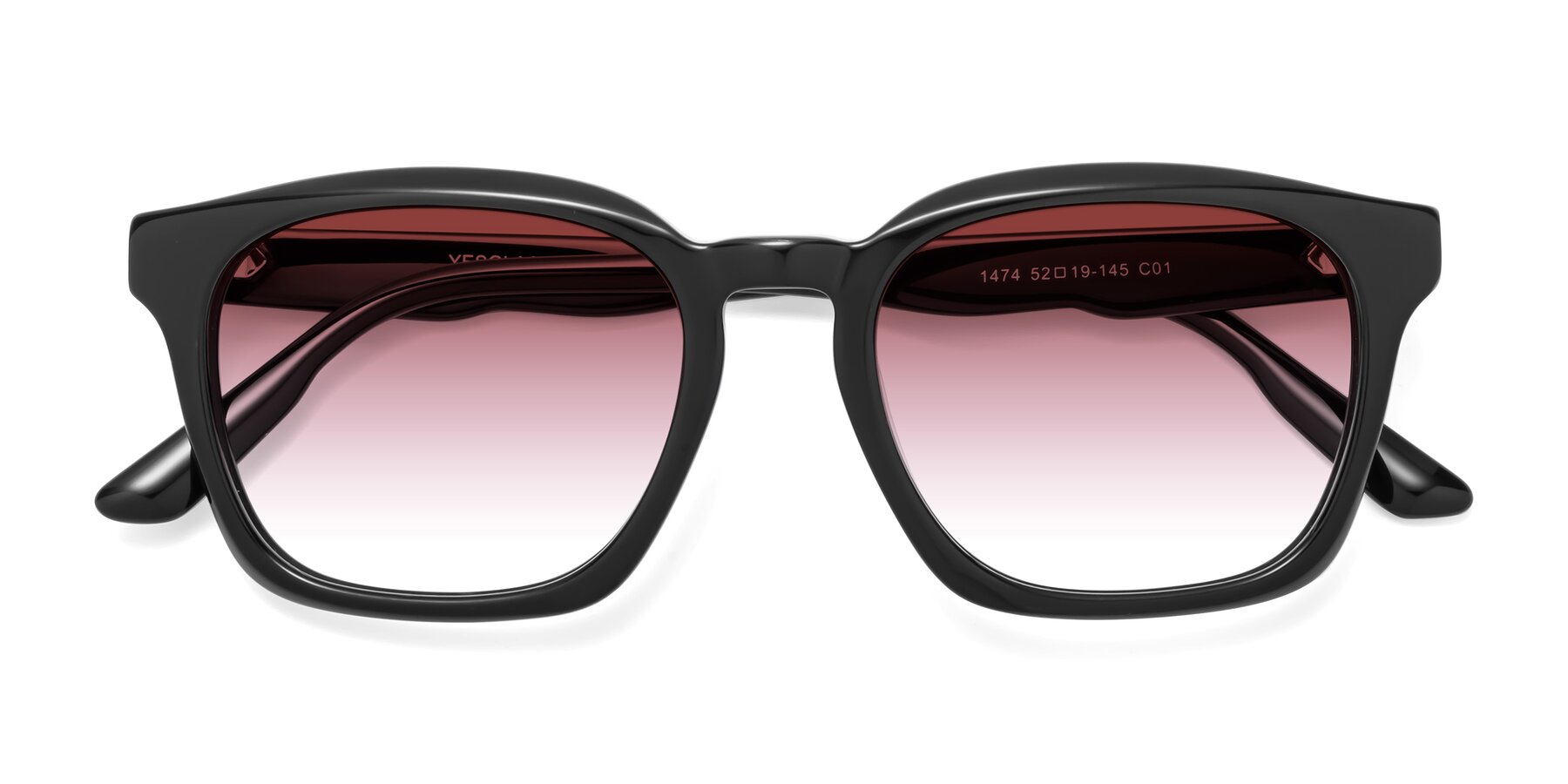 Folded Front of 1474 in Black with Garnet Gradient Lenses