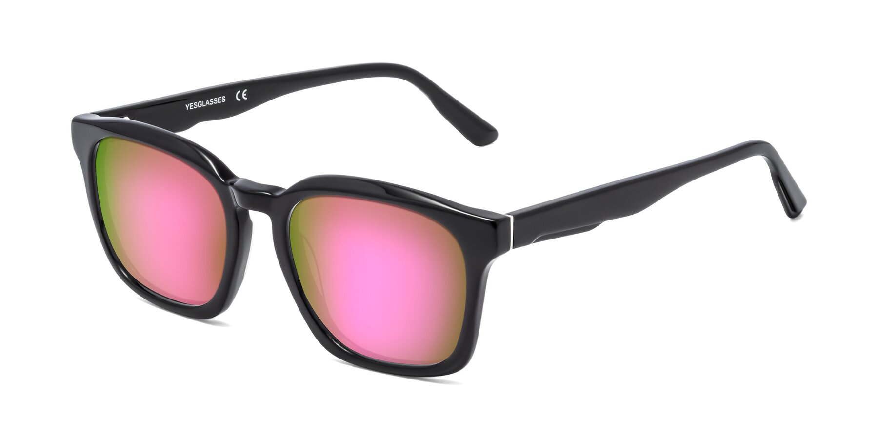 Angle of 1474 in Black with Pink Mirrored Lenses