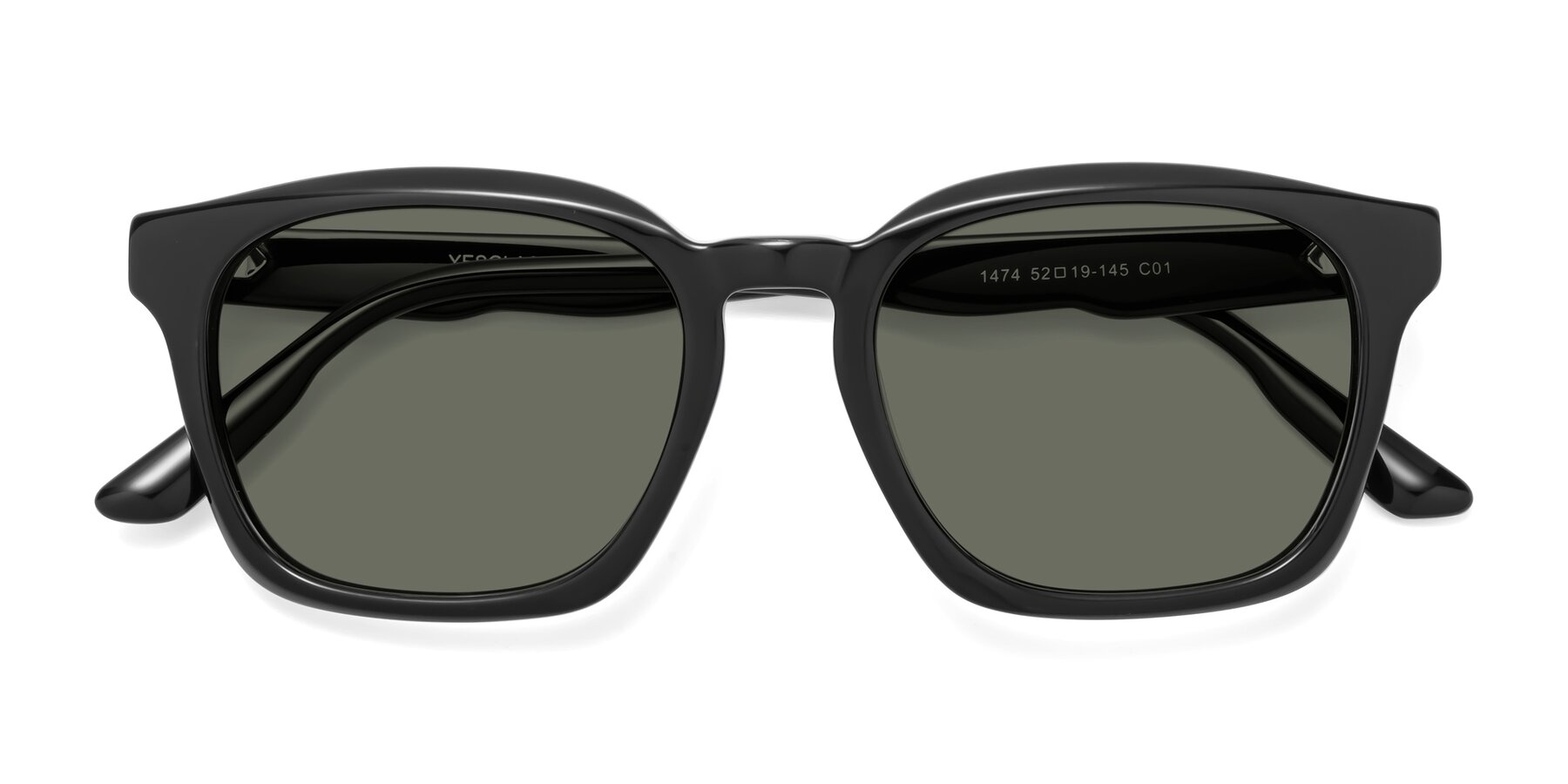 Folded Front of 1474 in Black with Gray Polarized Lenses