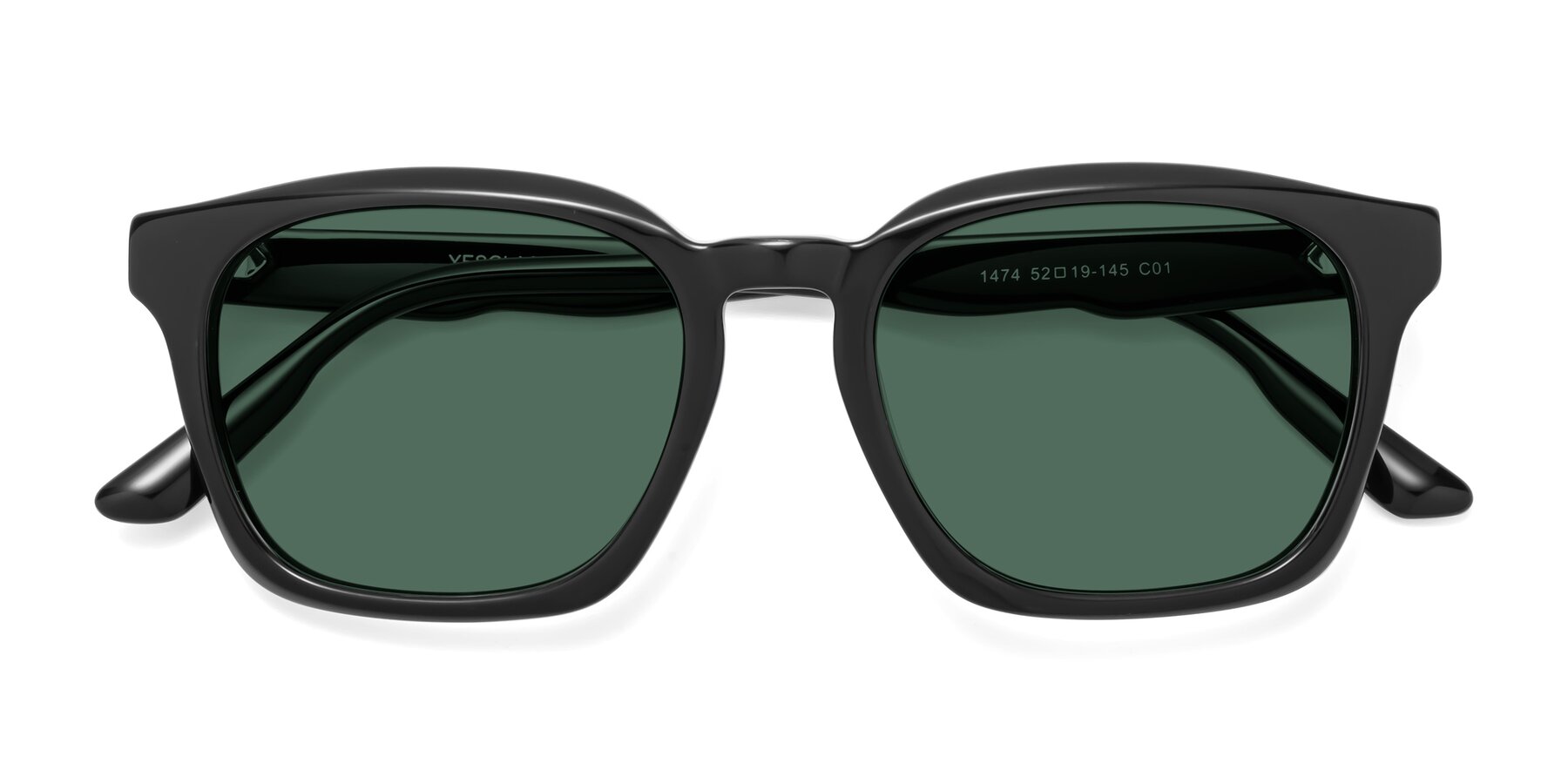 Folded Front of 1474 in Black with Green Polarized Lenses