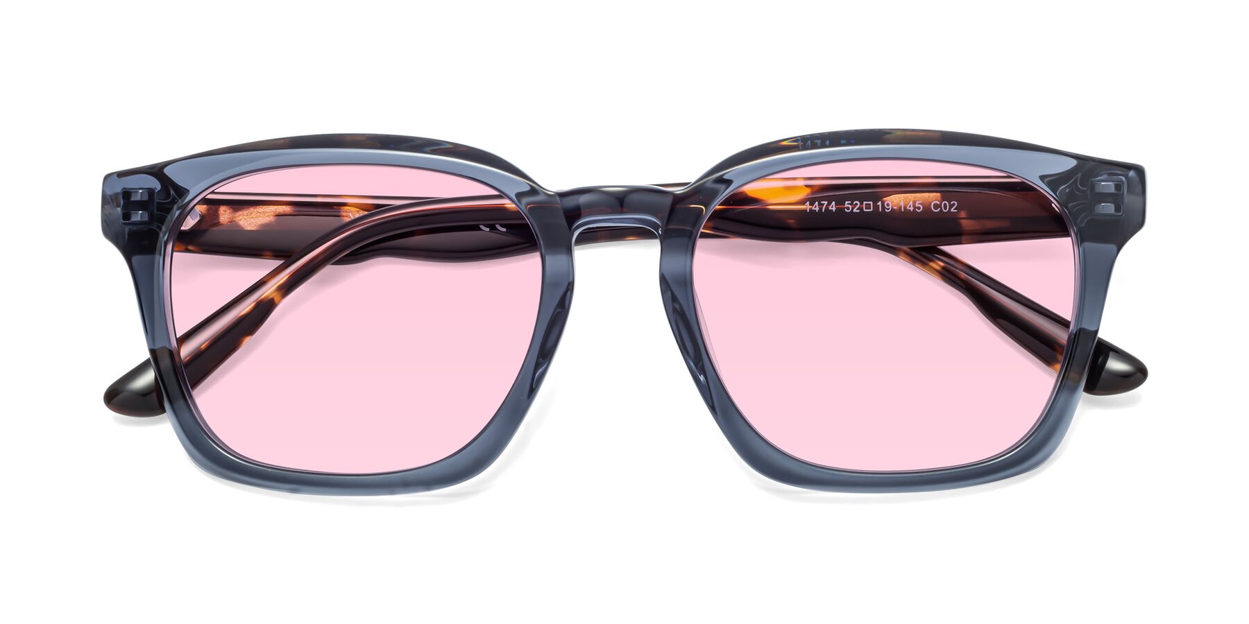 Folded Front of 1474 in Faded Blue with Light Pink Tinted Lenses