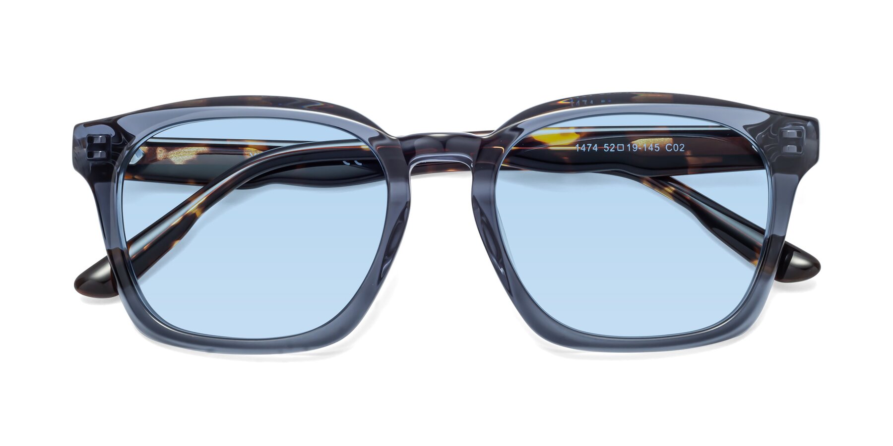 Folded Front of 1474 in Faded Blue with Light Blue Tinted Lenses