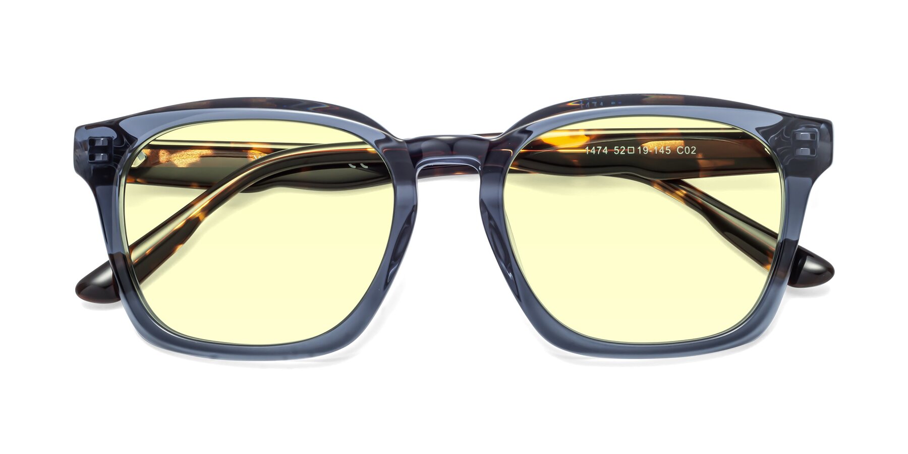 Folded Front of 1474 in Faded Blue with Light Yellow Tinted Lenses