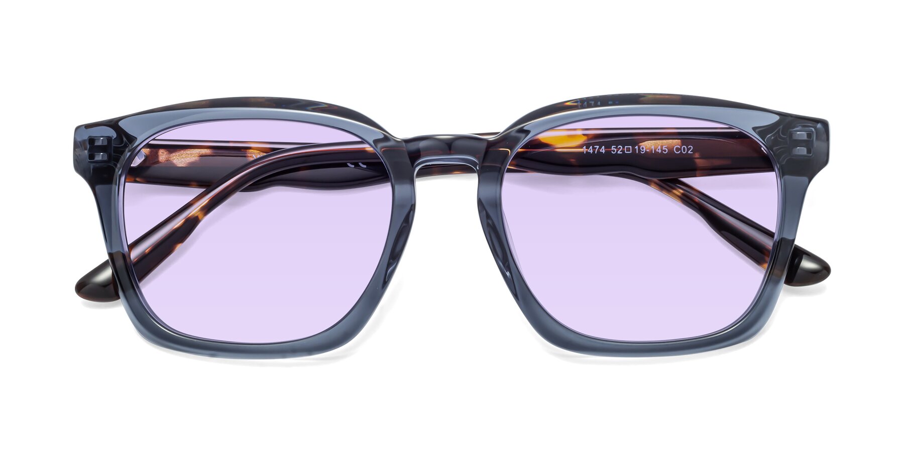 Folded Front of 1474 in Faded Blue with Light Purple Tinted Lenses