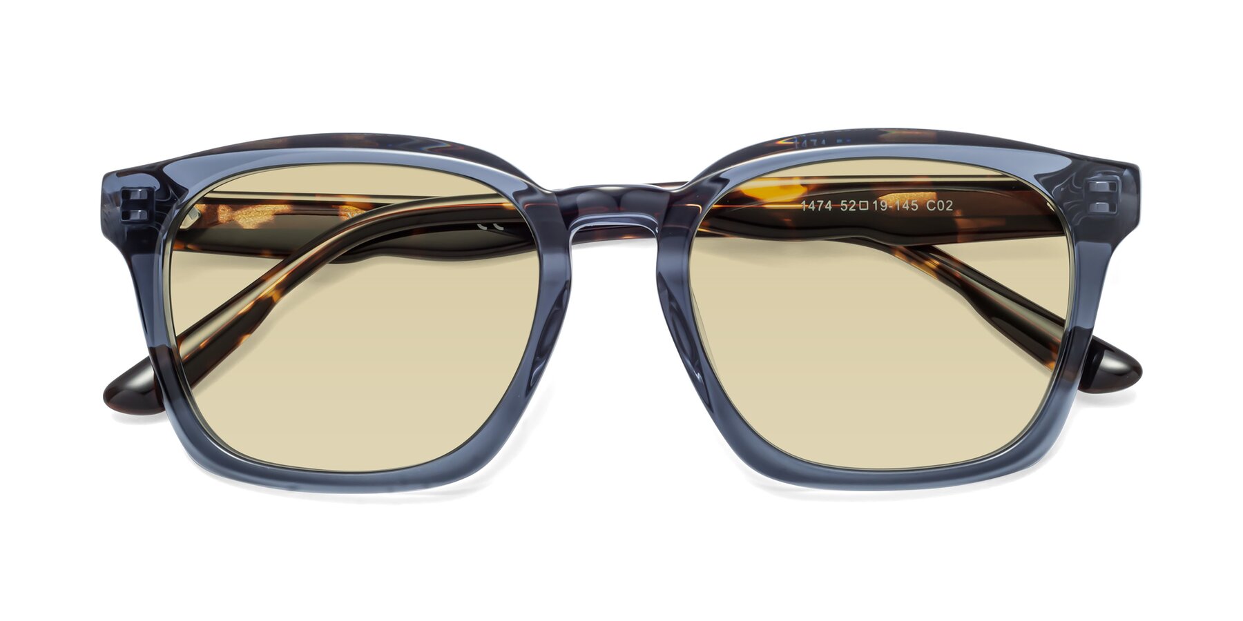 Folded Front of 1474 in Faded Blue with Light Champagne Tinted Lenses