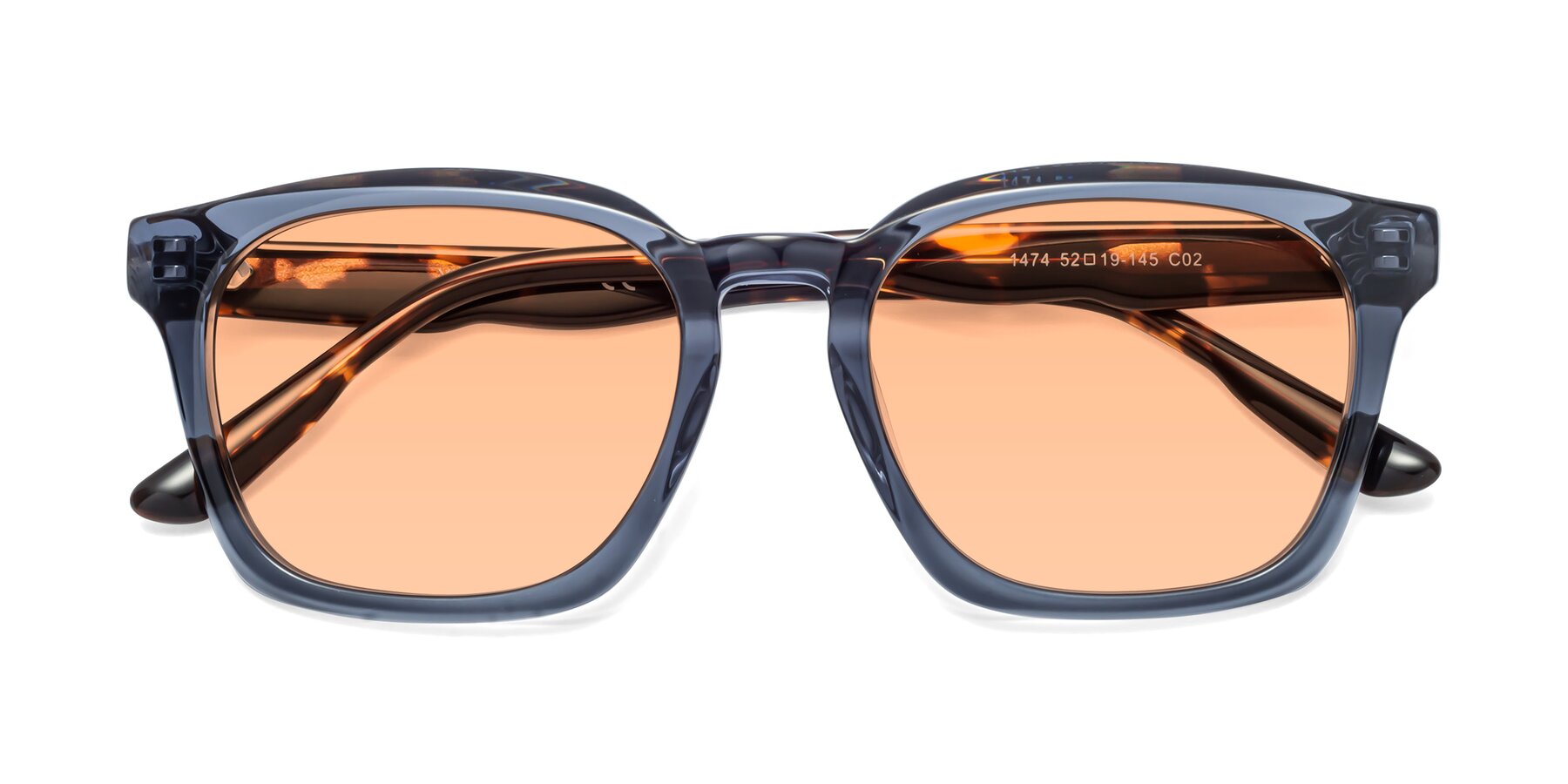 Folded Front of 1474 in Faded Blue with Light Orange Tinted Lenses