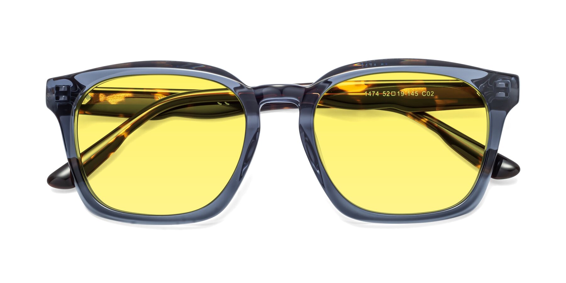 Folded Front of 1474 in Faded Blue with Medium Yellow Tinted Lenses