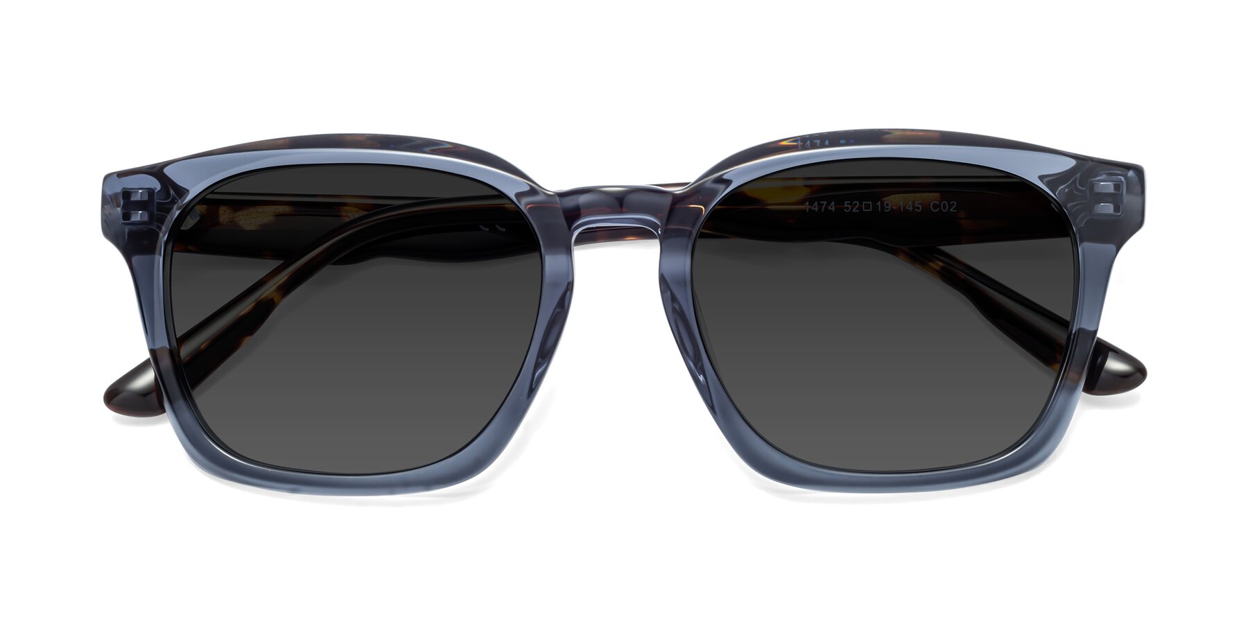 Folded Front of 1474 in Faded Blue with Gray Tinted Lenses